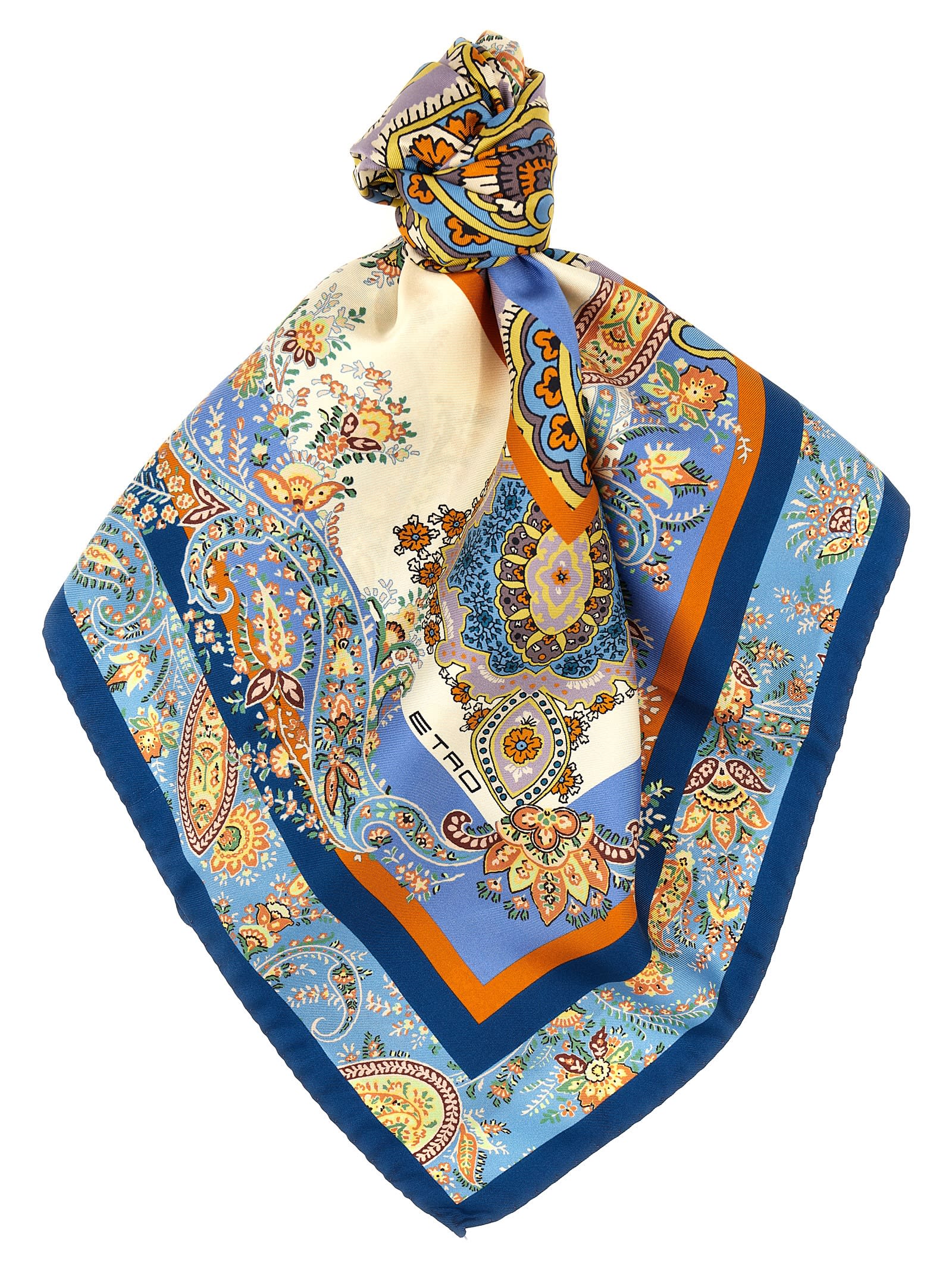 Shop Etro Printed Silk Scarf In Multicolor