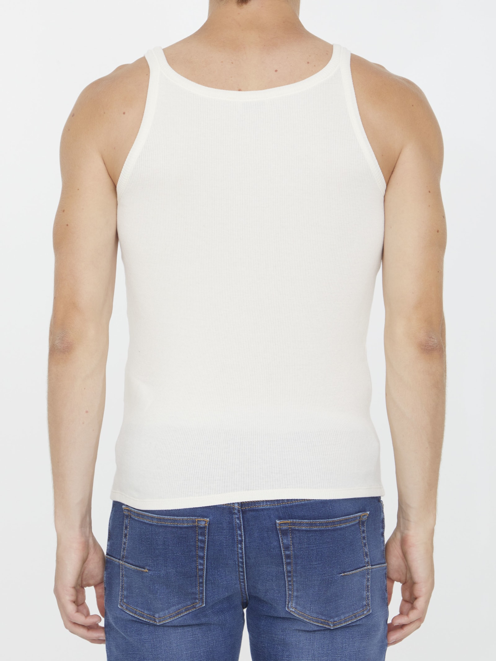 Shop Saint Laurent Embroidered Tank Top In White