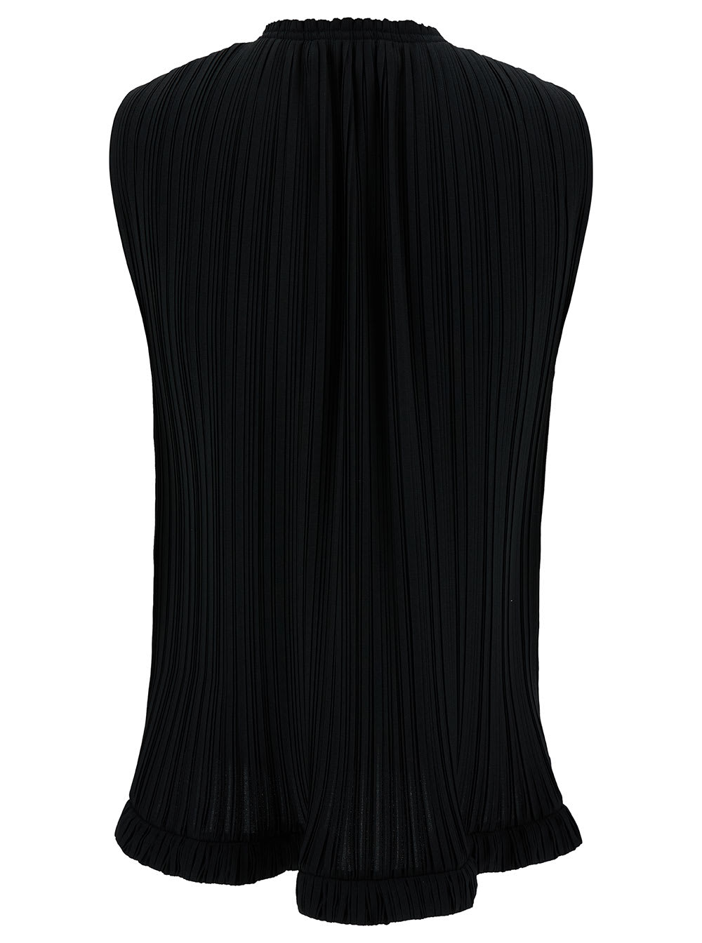 Shop Lanvin Black Sleeveless Pleated Blouse In Crêpe De Chine Woman