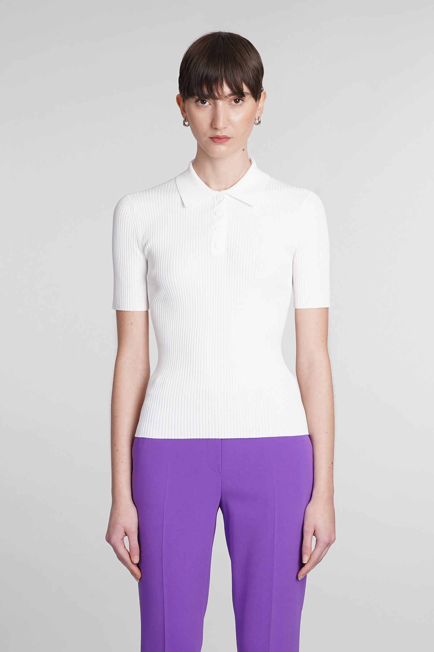 Shop Theory Polo In White Viscose