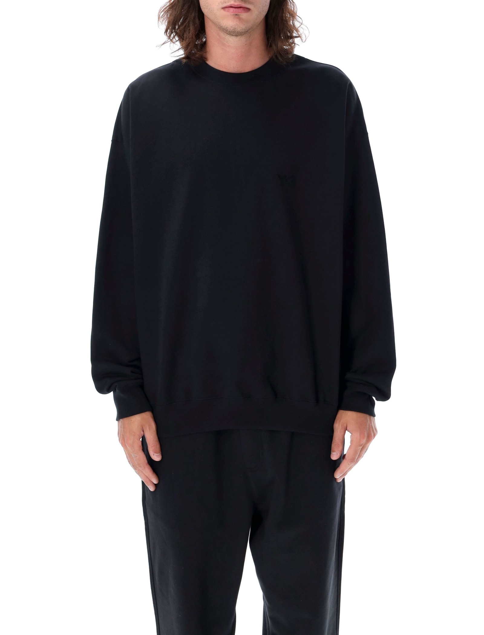 Shop Y-3 Logo Crewneck Sweatshirt In Black