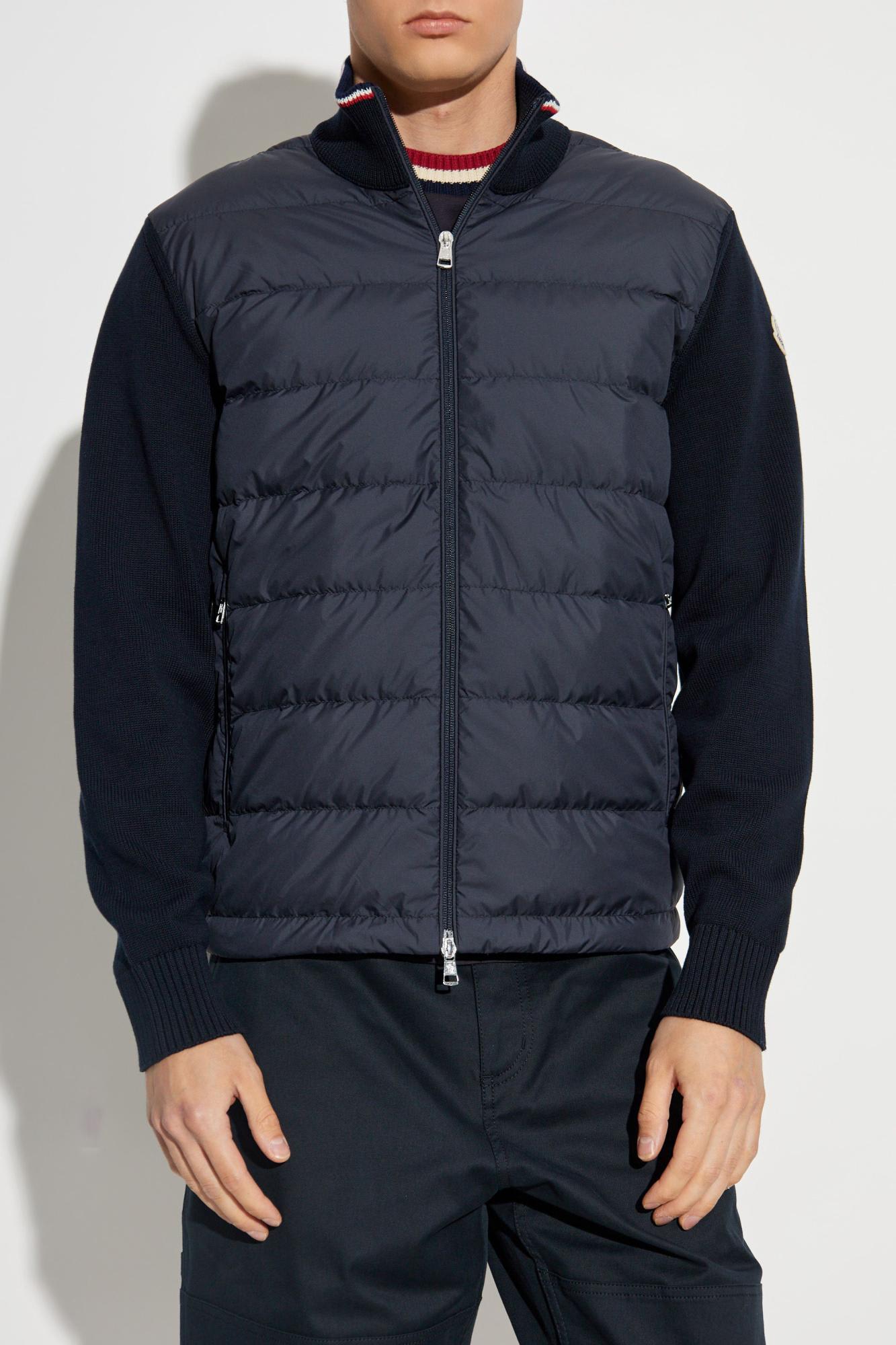 Moncler Padded Zip-up Cotton Cardigan Clothing In Blue