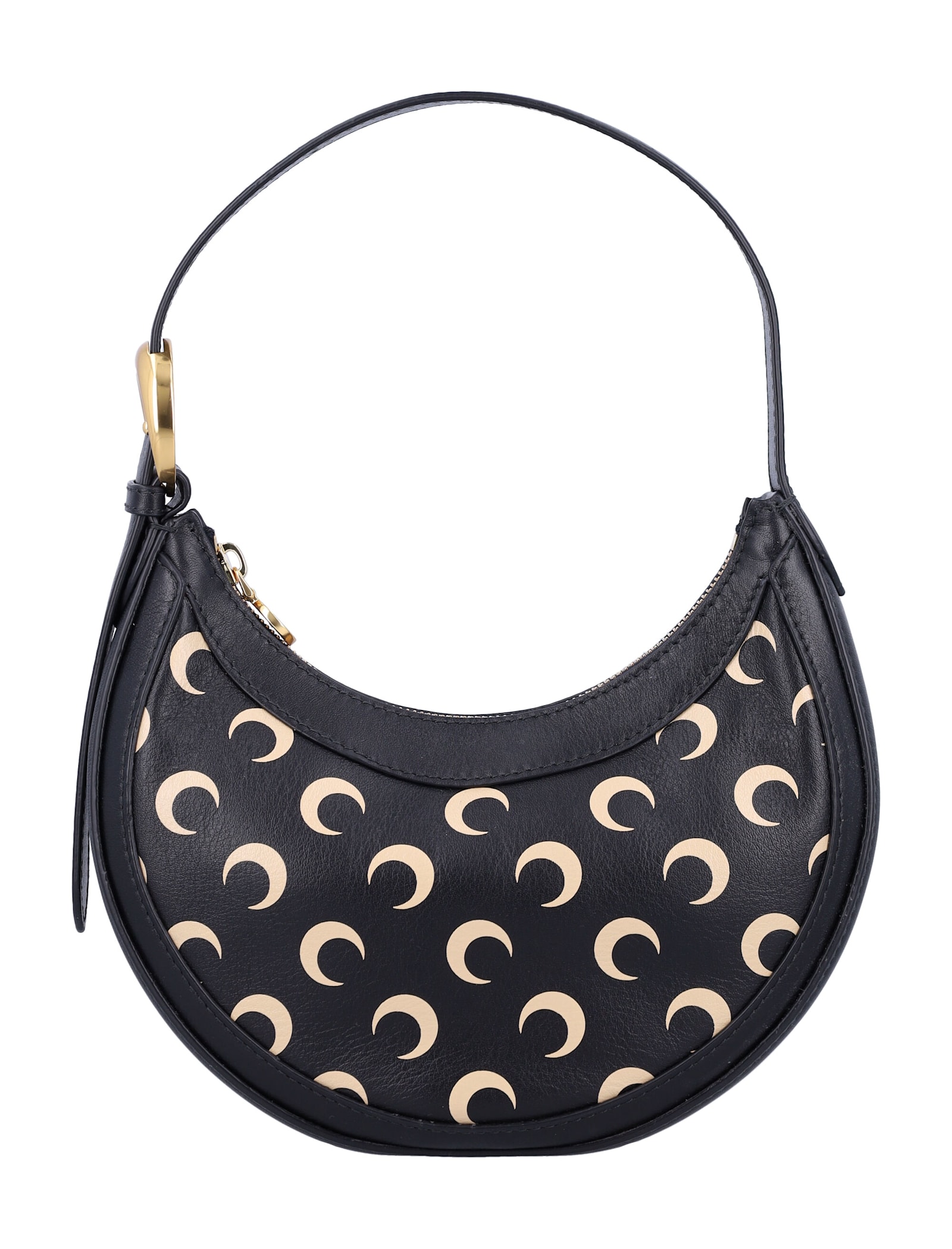 Marine Serre Eclipse Moon Printed Hobo Bag In Black Tan