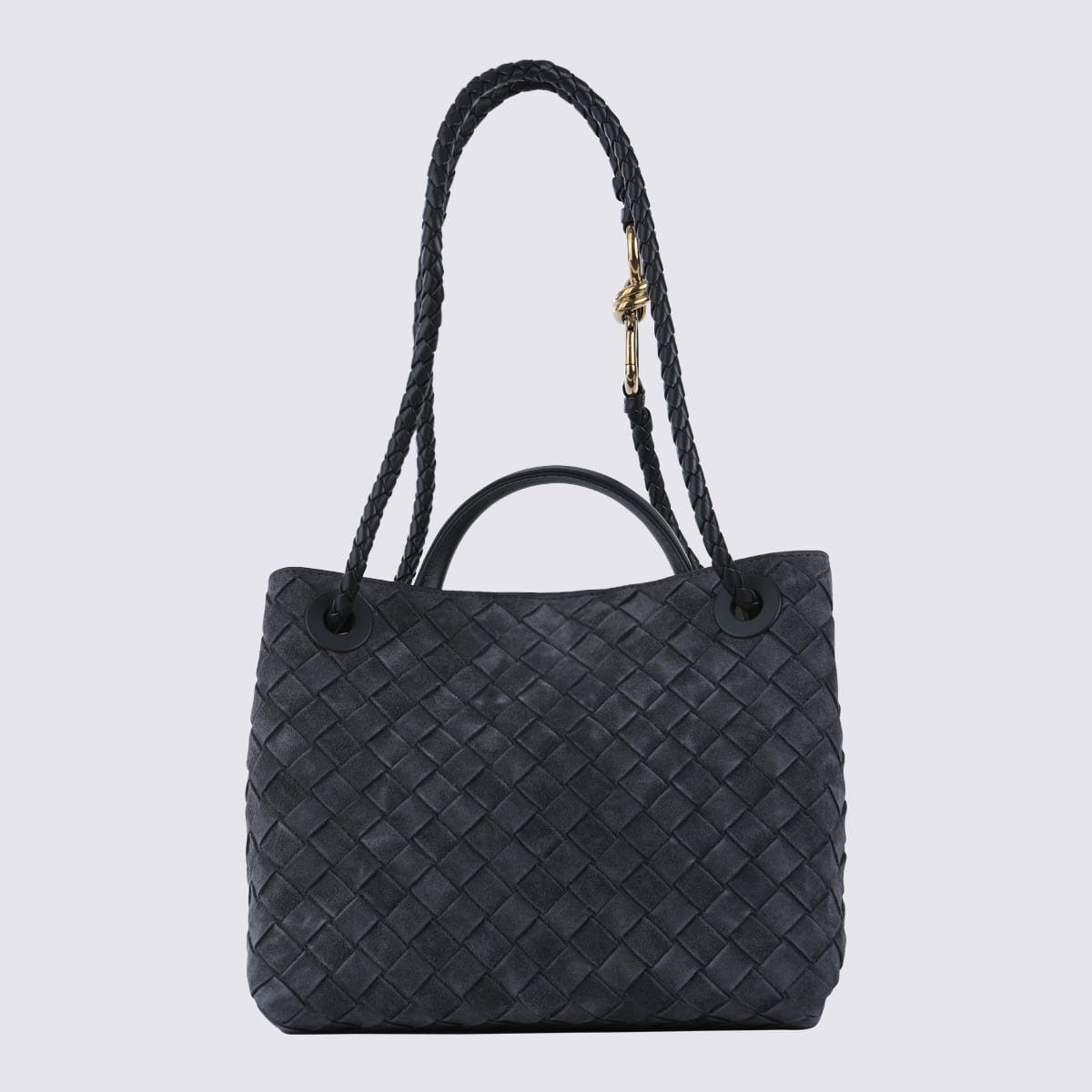 Bottega Veneta Black Leather Lets Go Little One Top Handle Bag