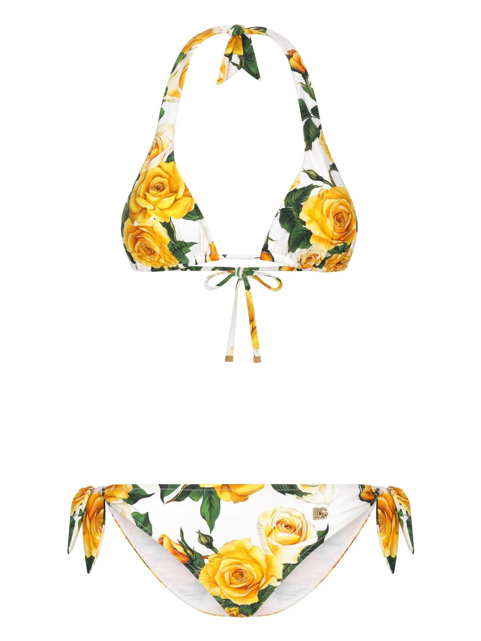Shop Dolce & Gabbana Bikini Triangolo In Vo Fondo Bianco
