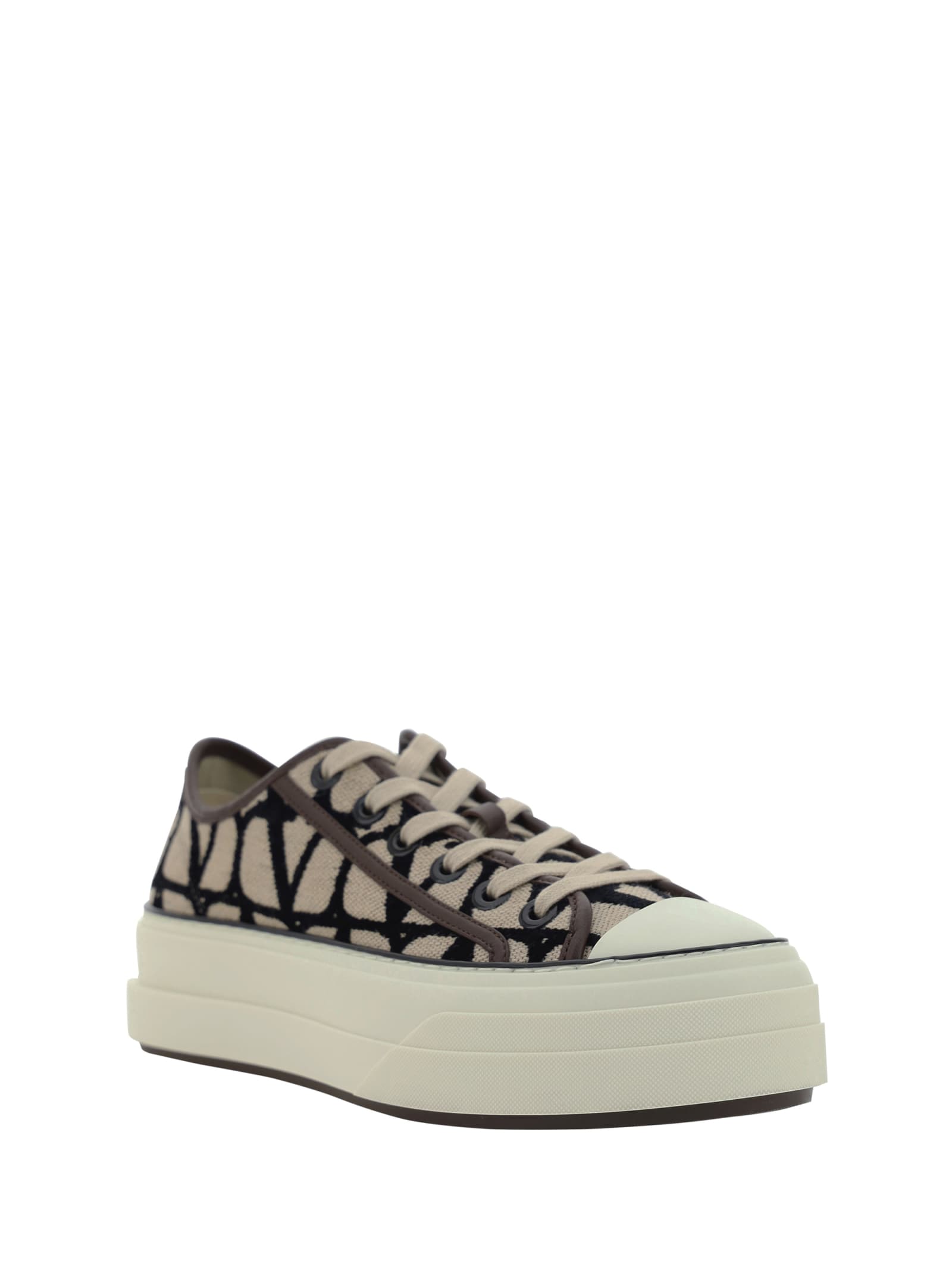 Shop Valentino Toile Iconographe Sneakers In Naturale-nero/fondant