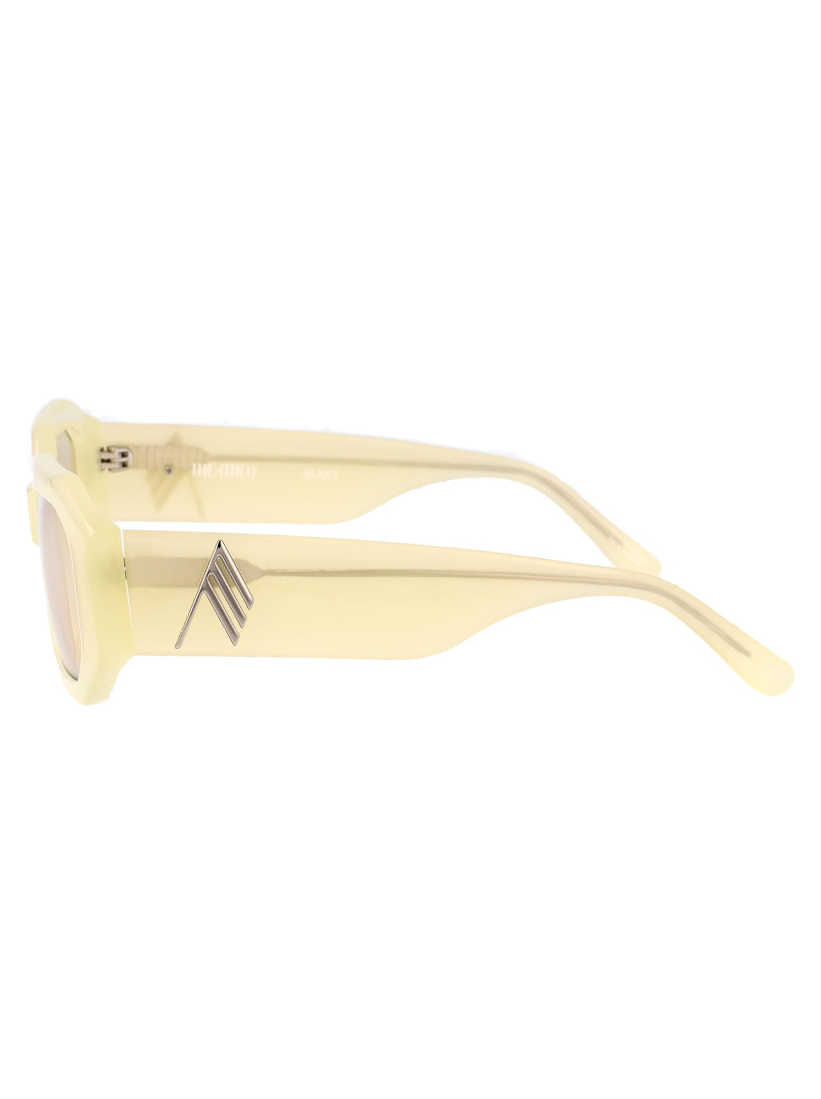 Attico Blake Squared Acetate Sunglasses In Yellow/silver/yellow