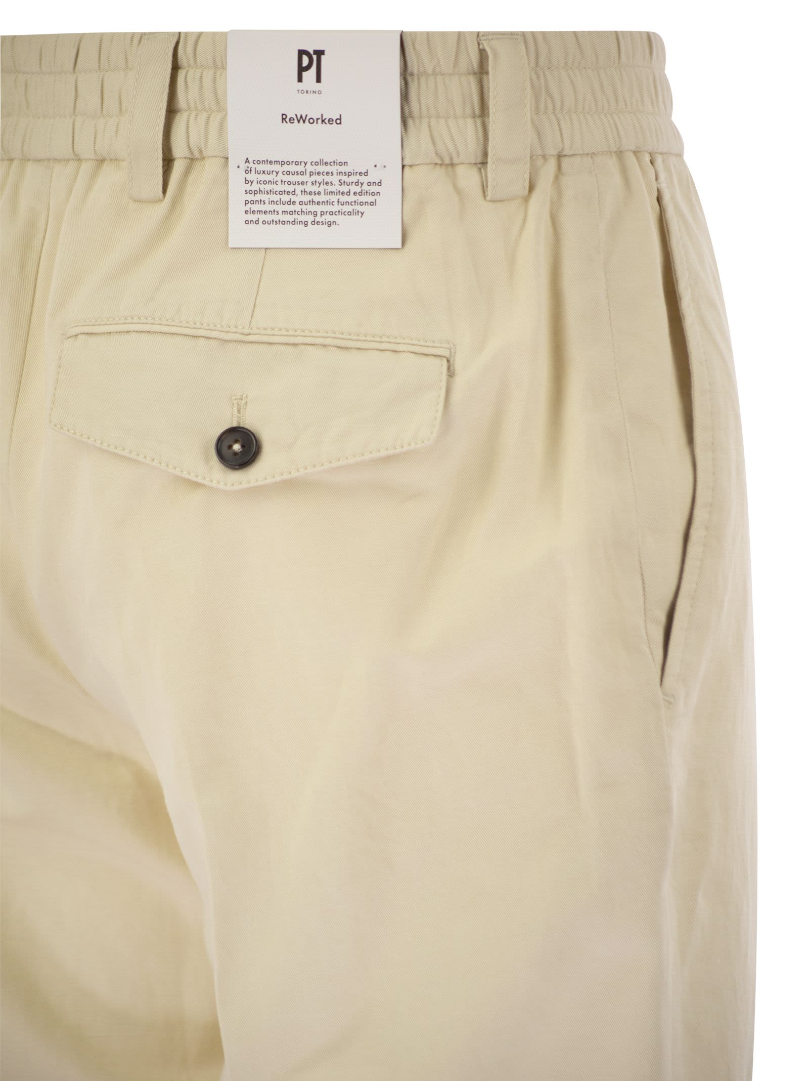 Shop Pt01 Rebel - Cotton And Linen Trousers In Cream