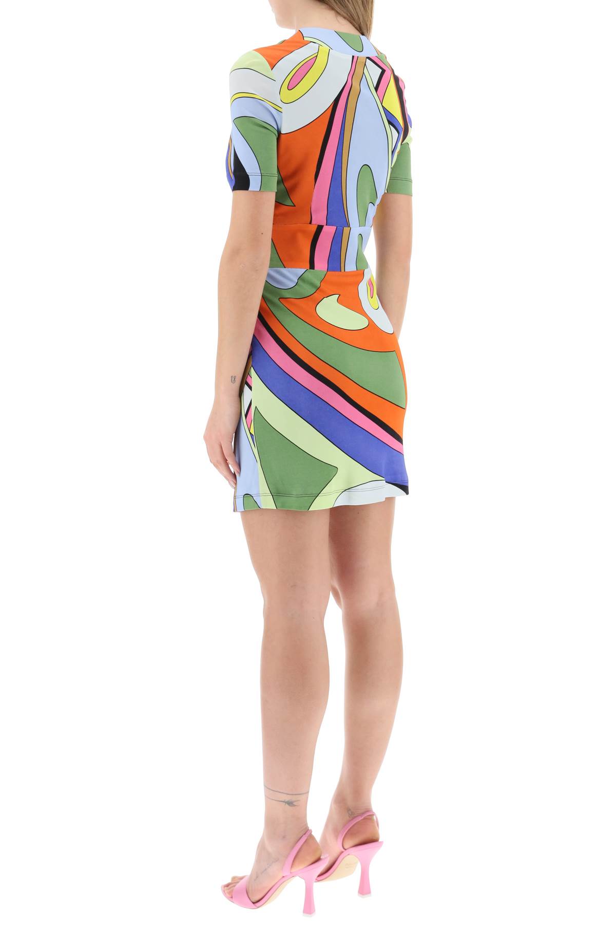 Shop Moschino Multicolor Print Mini Dress In Fantasia Variante Unica