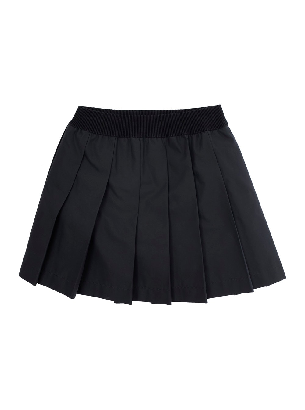 Moncler Black Pleated Skirt With Logo Patch In Cotton Girl In Black