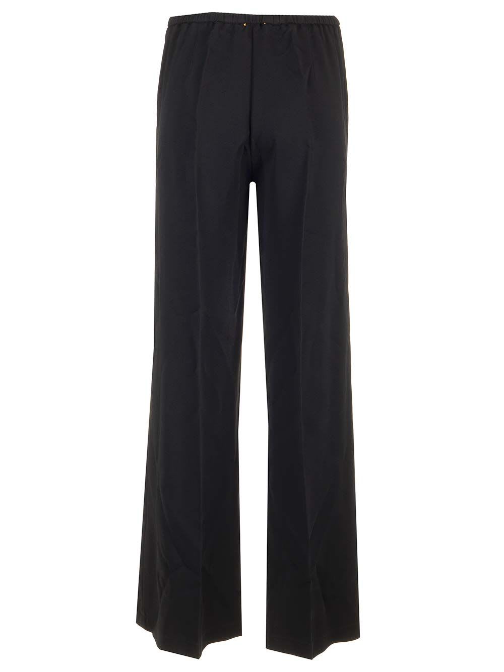 Shop Forte Forte Flared Trousers In Stretch Cady Crepe In Black