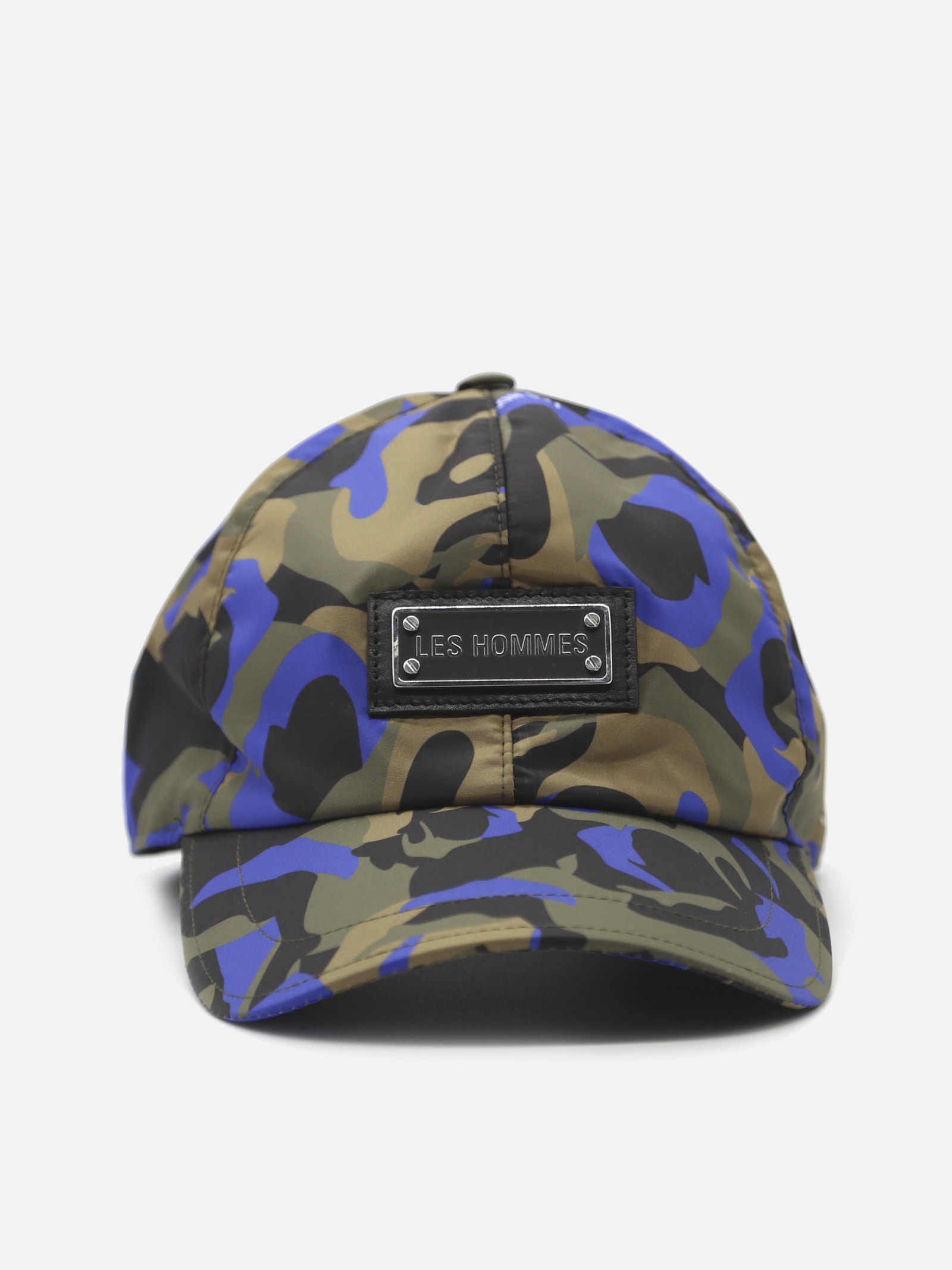 Les Hommes Nylon Twill Baseball Cap With Camouflage Print And Logo Detail
