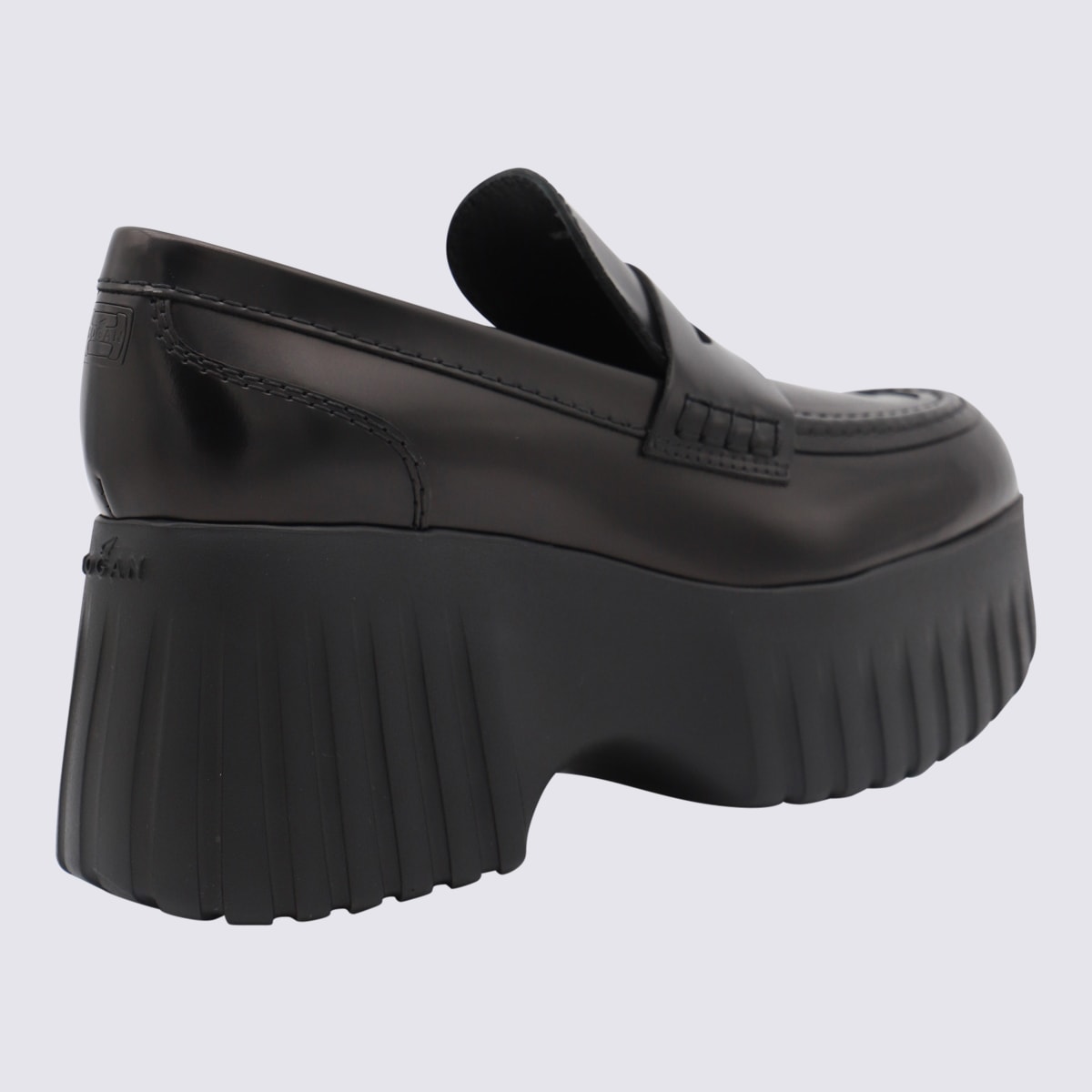 Shop Hogan Black Leather Loafers