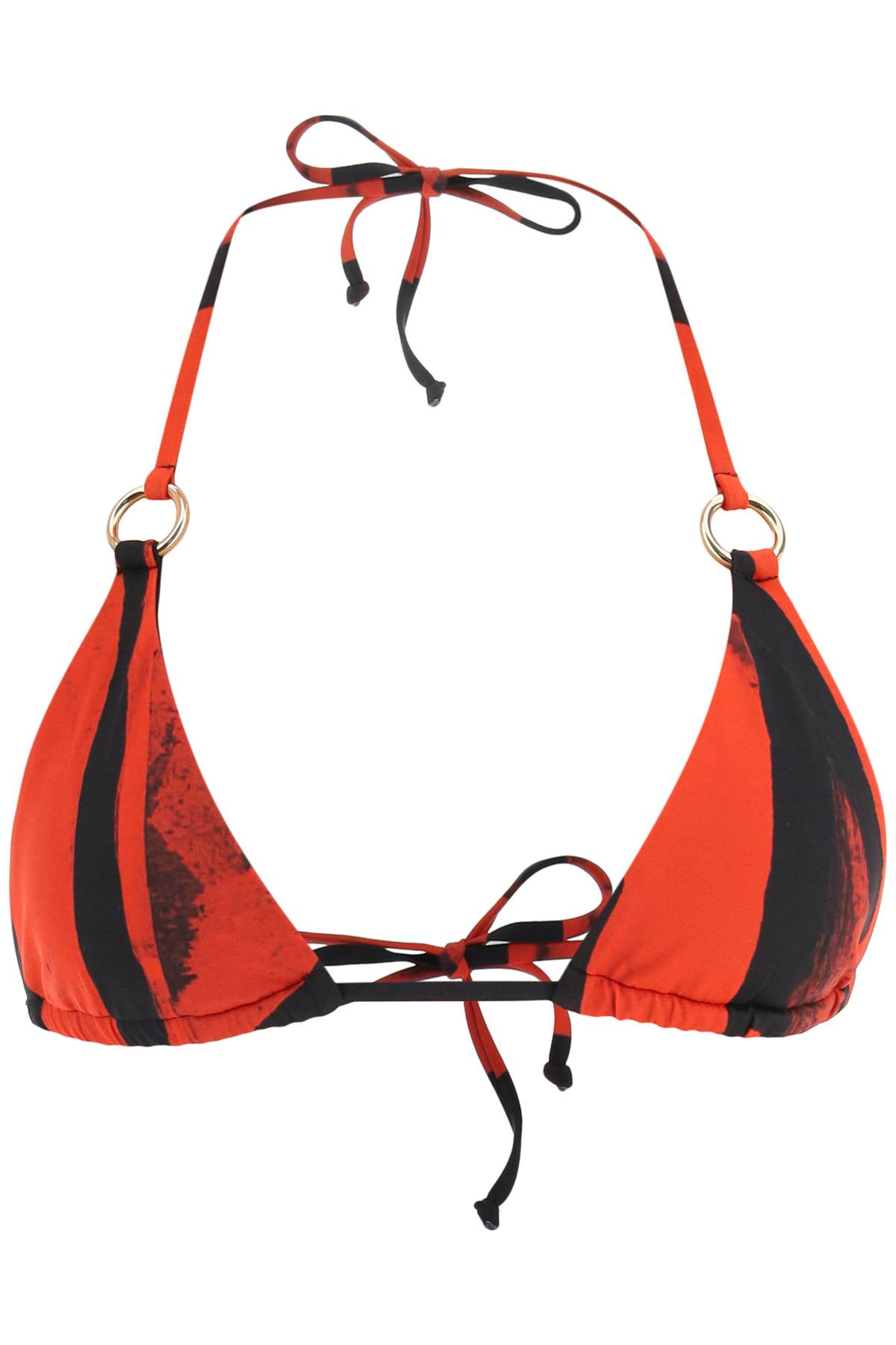Shop Louisa Ballou Bikini Top With Rings In Red Queen