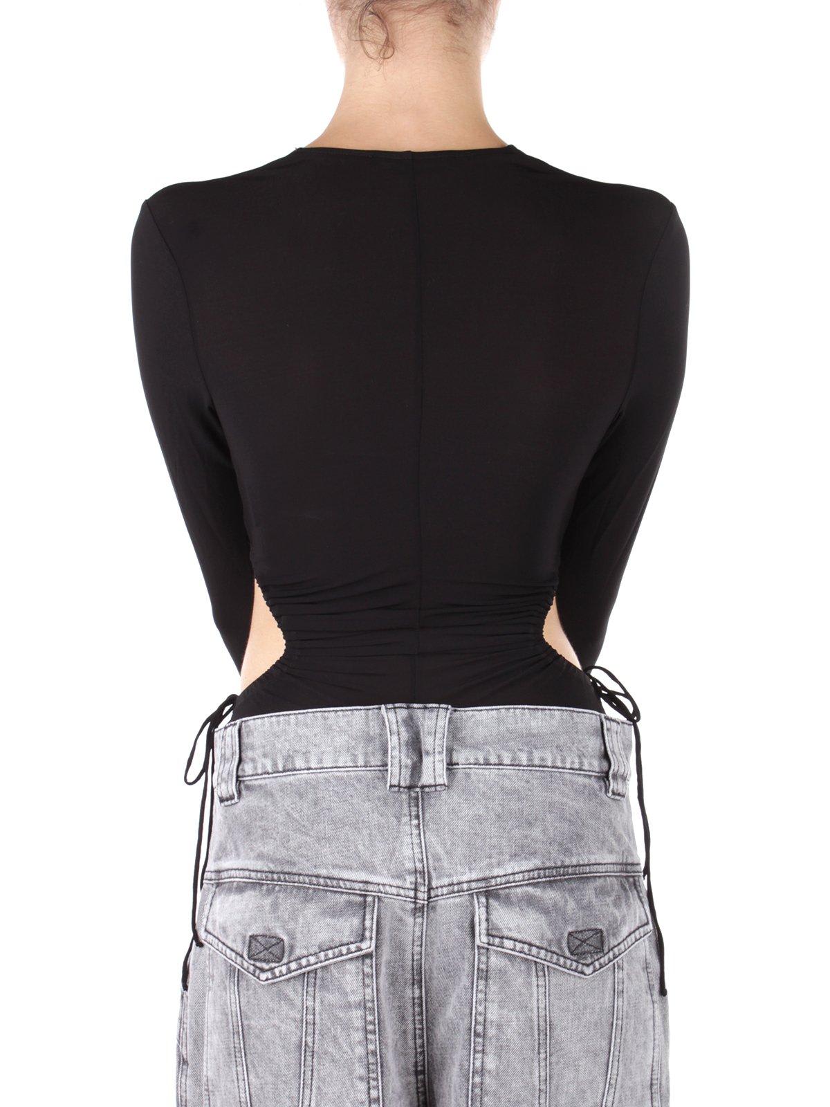 Shop Isabel Marant Cut-out Stretched Bodysuit In Black