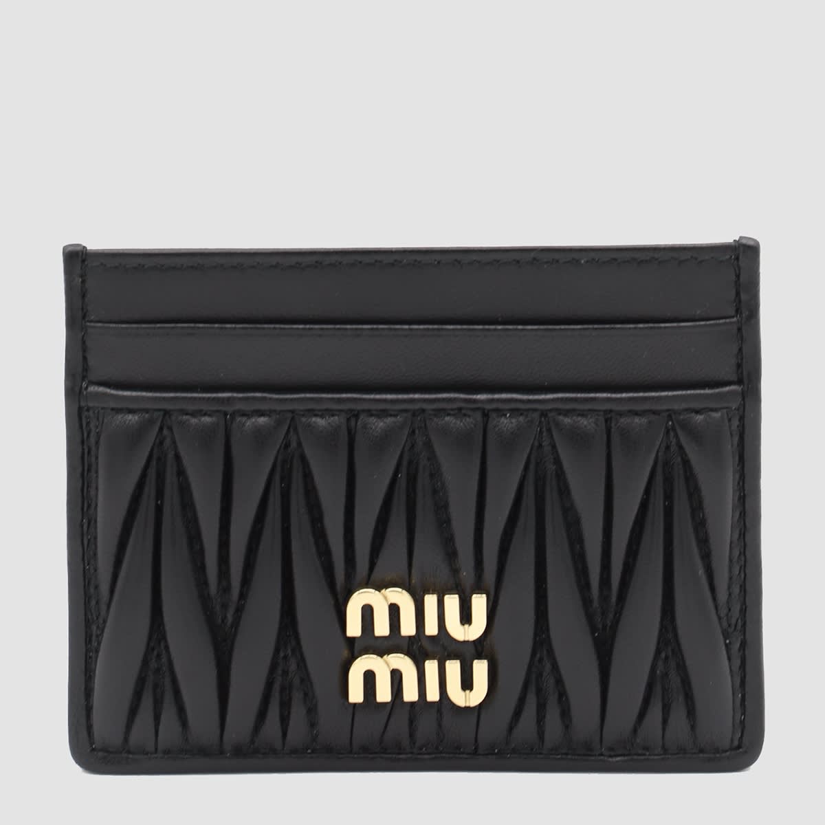 Miu Miu Quilted Black Lamb Leather Compact Wallet