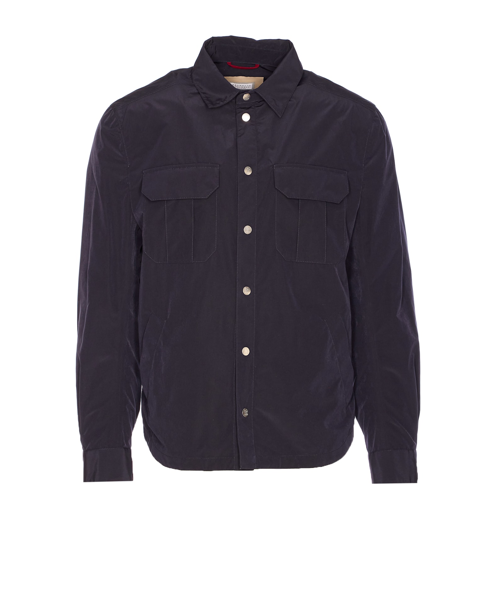Brunello Cucinelli Shirt Jacket With Logo Buttons In Blue
