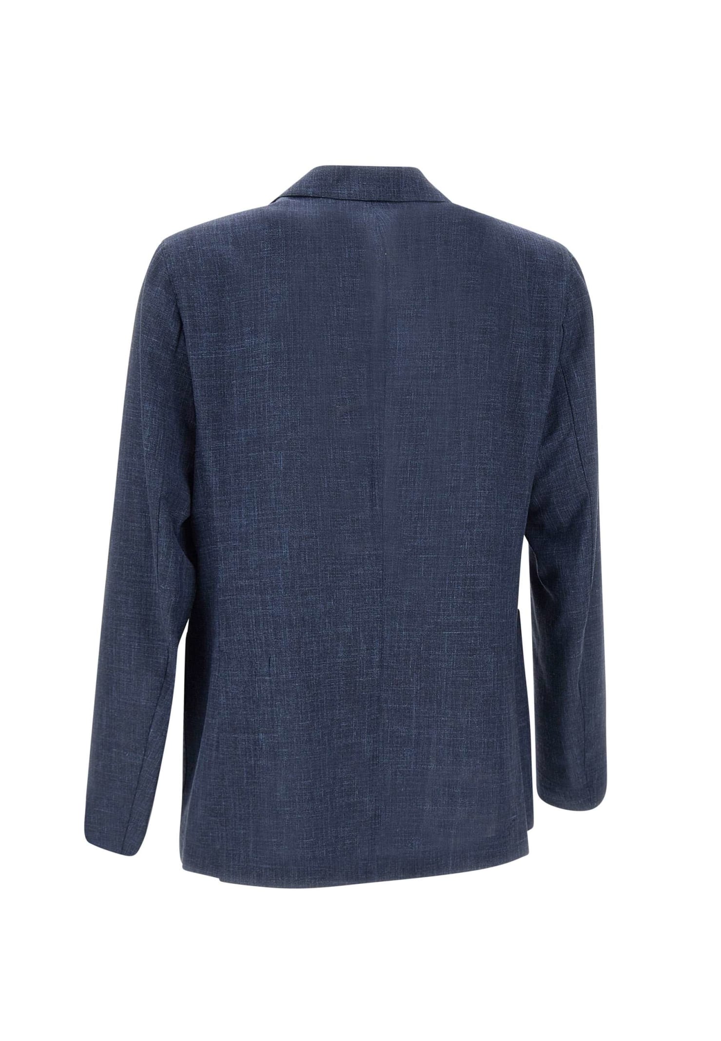 Shop Barba Napoli Wool, Silk And Linen Blazer In Blue