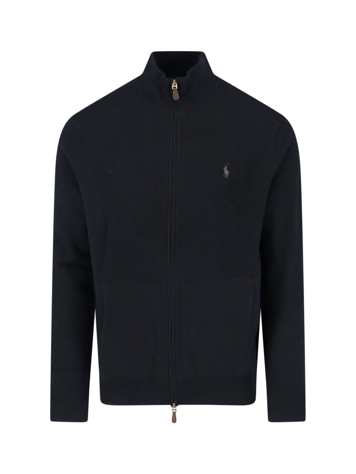 Ralph Lauren Full Zip Hybrid Sweatshirt Navy In Black