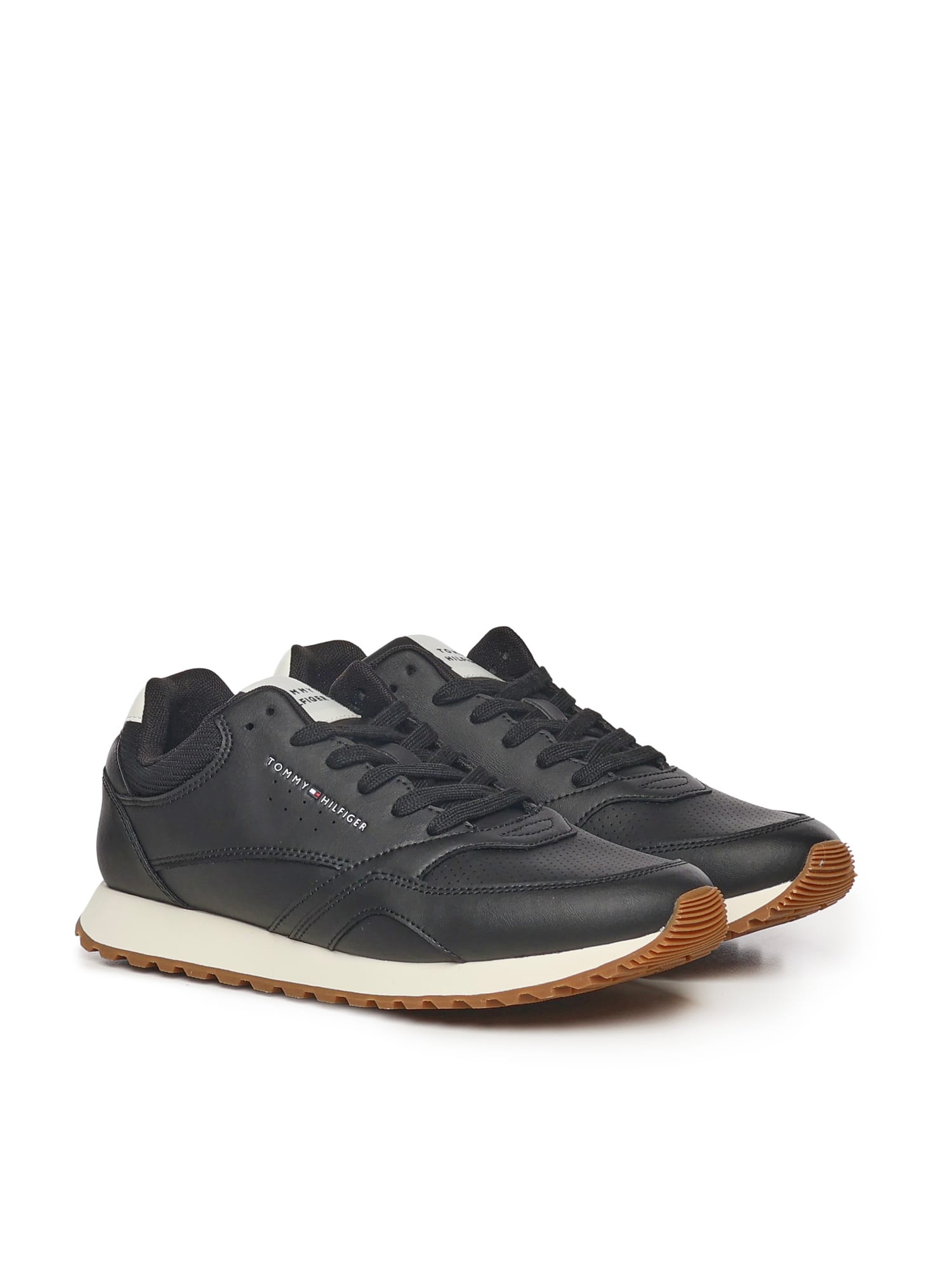 Tommy Hilfiger Leather Sneakers In Black