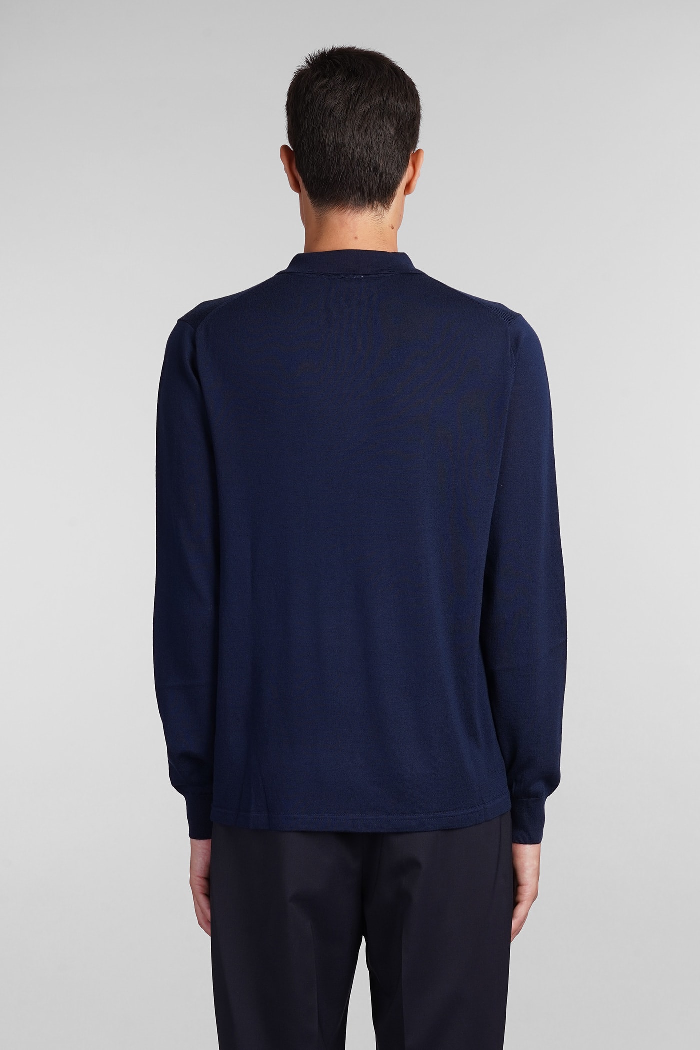 Shop Aspesi M197 Polo In Blue Wool