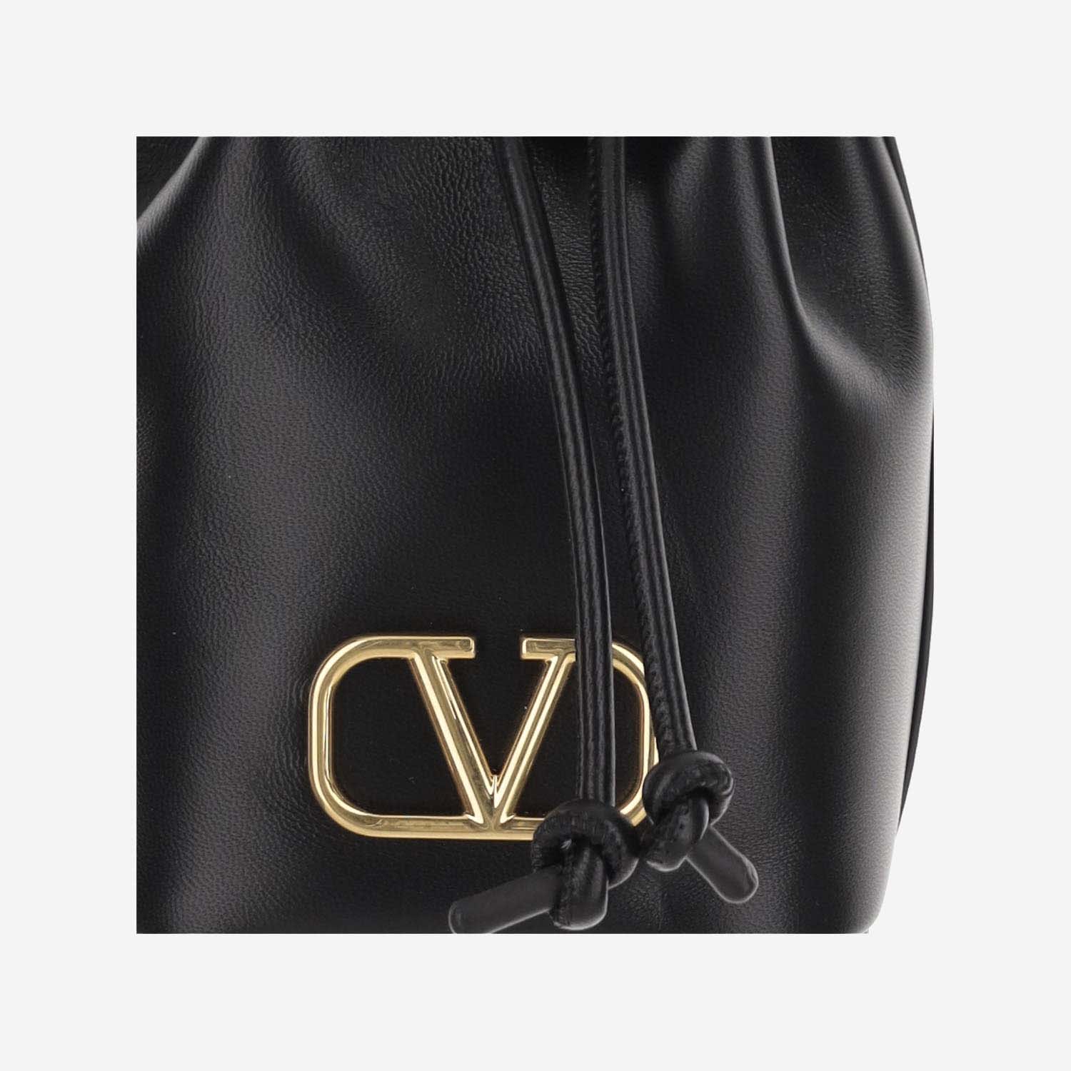 Shop Valentino Mini Vlogo Signature Bucket Bag In Nappa Leather In Black