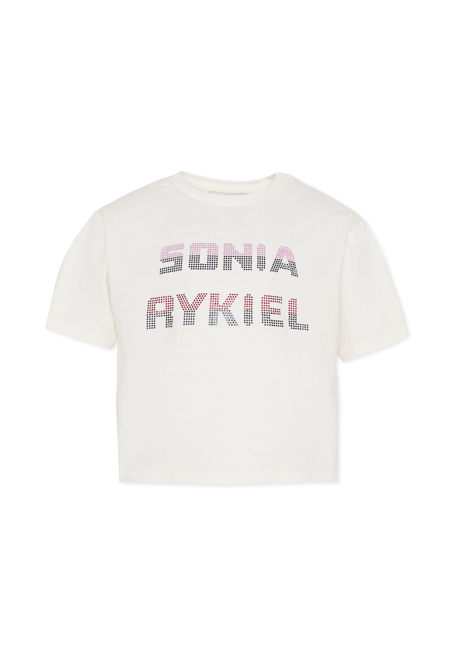 Rykiel Enfant Ivory T-shirt For Girl With Logo In White