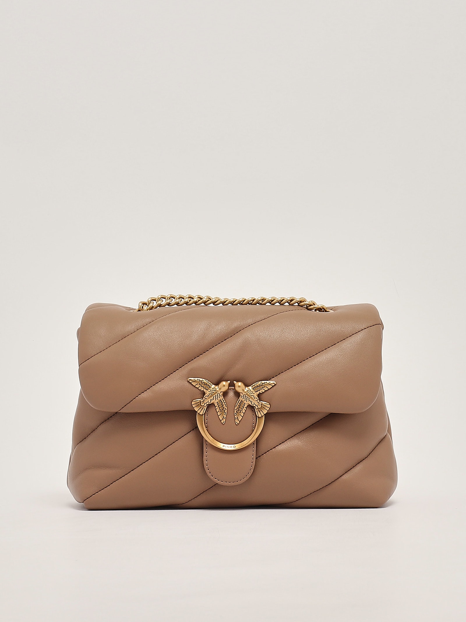 Pinko Love Puff Classic Clutch In Brown