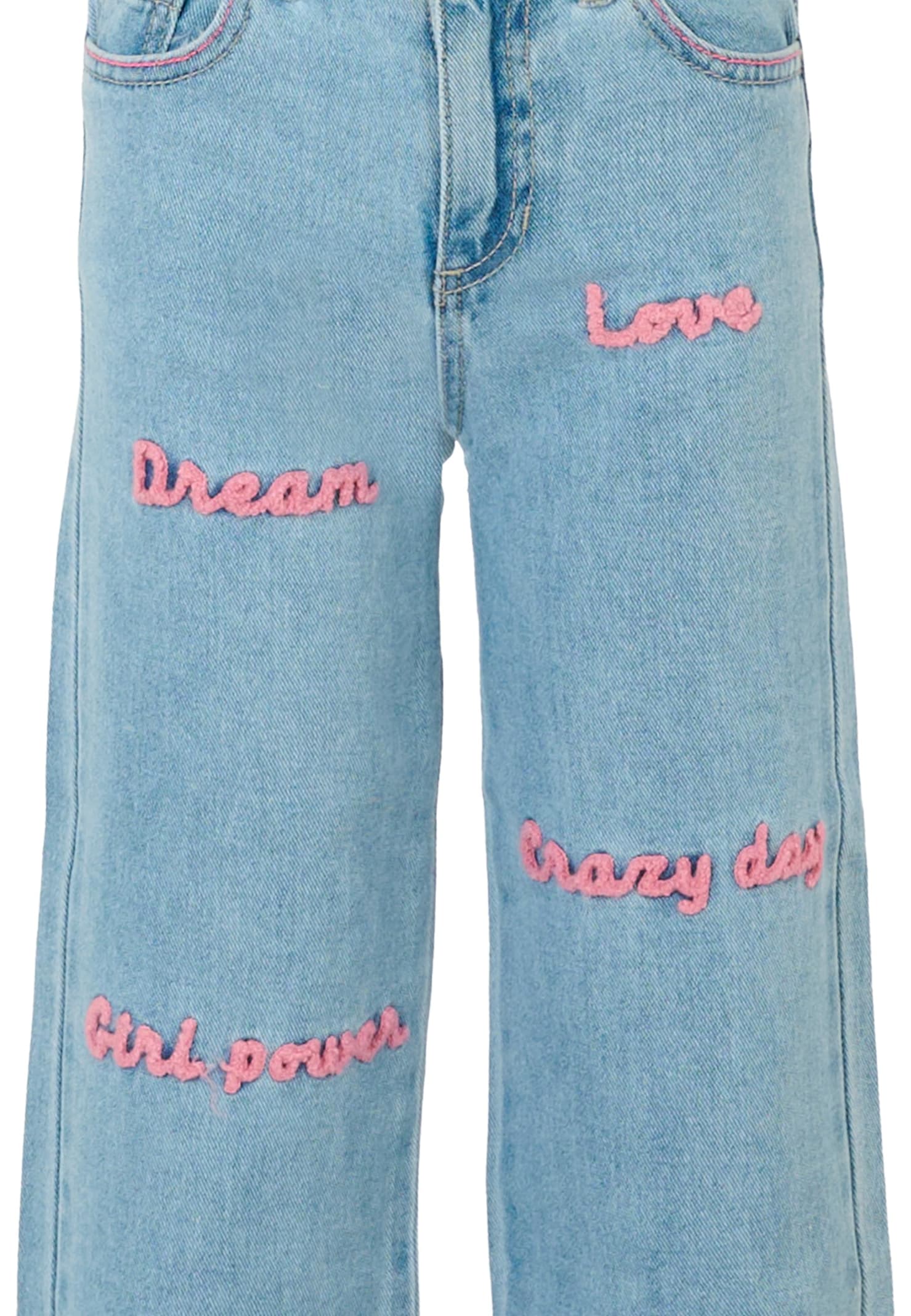 Billieblush Denim Jeans For Girl With Writing In Blue