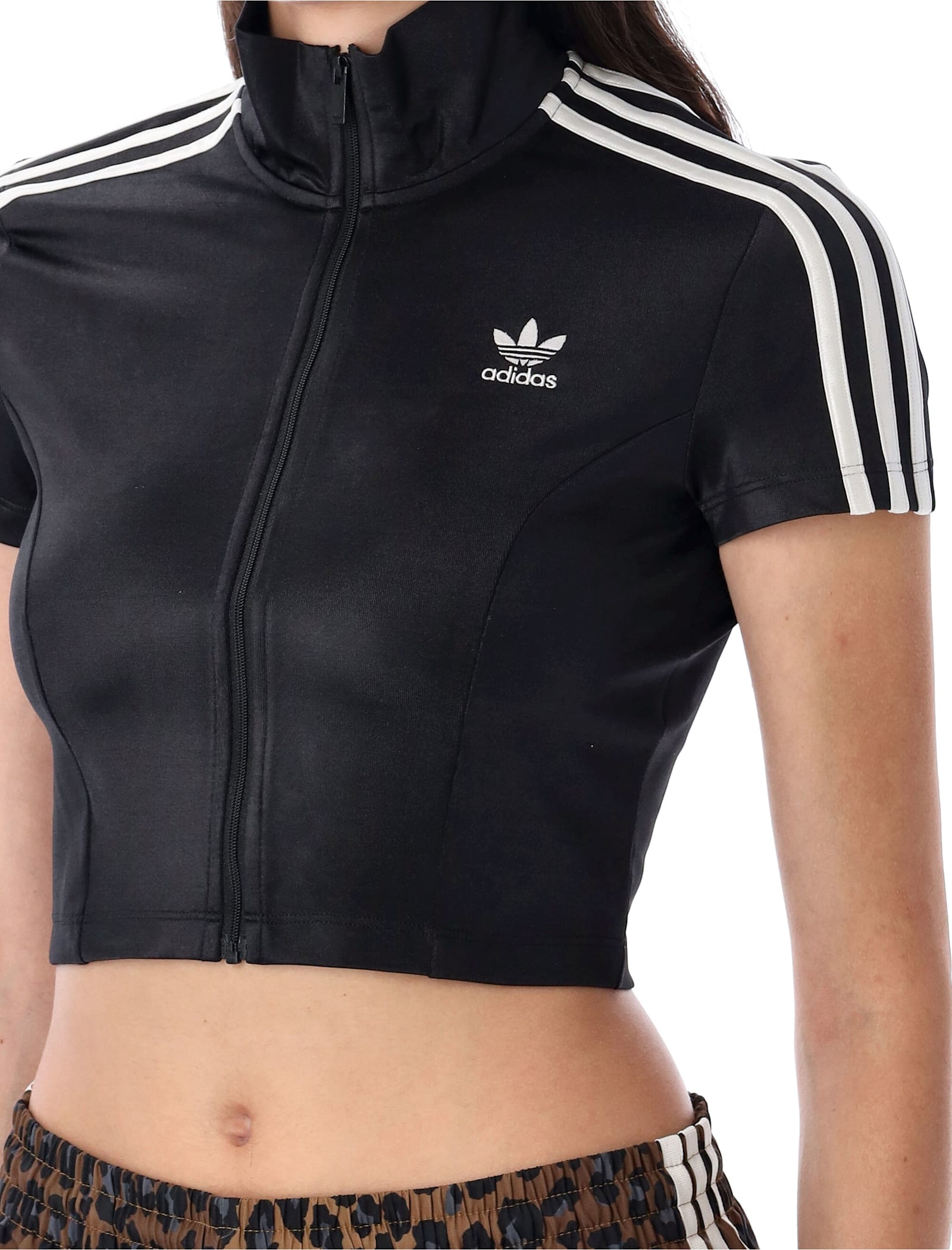 Adidas Originals Adicolor Short Sleeve Track Top In Black