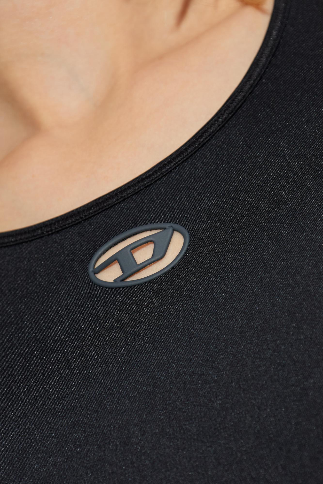 Diesel Angelina-utlt Logo-detail Bodysuit In Black