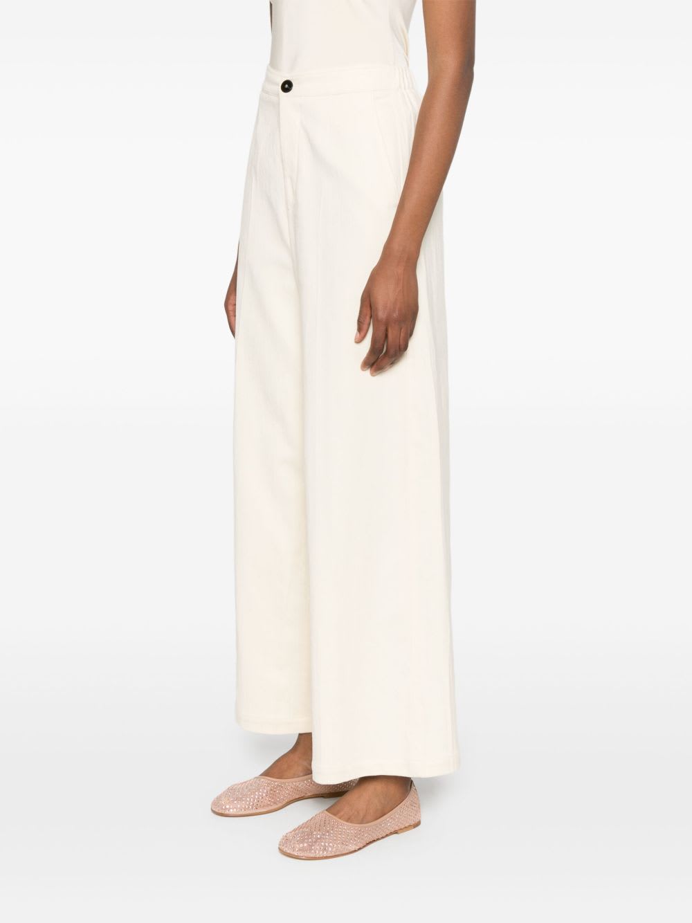 Forte Forte Women Cotton High-waisted Trousers In Sand