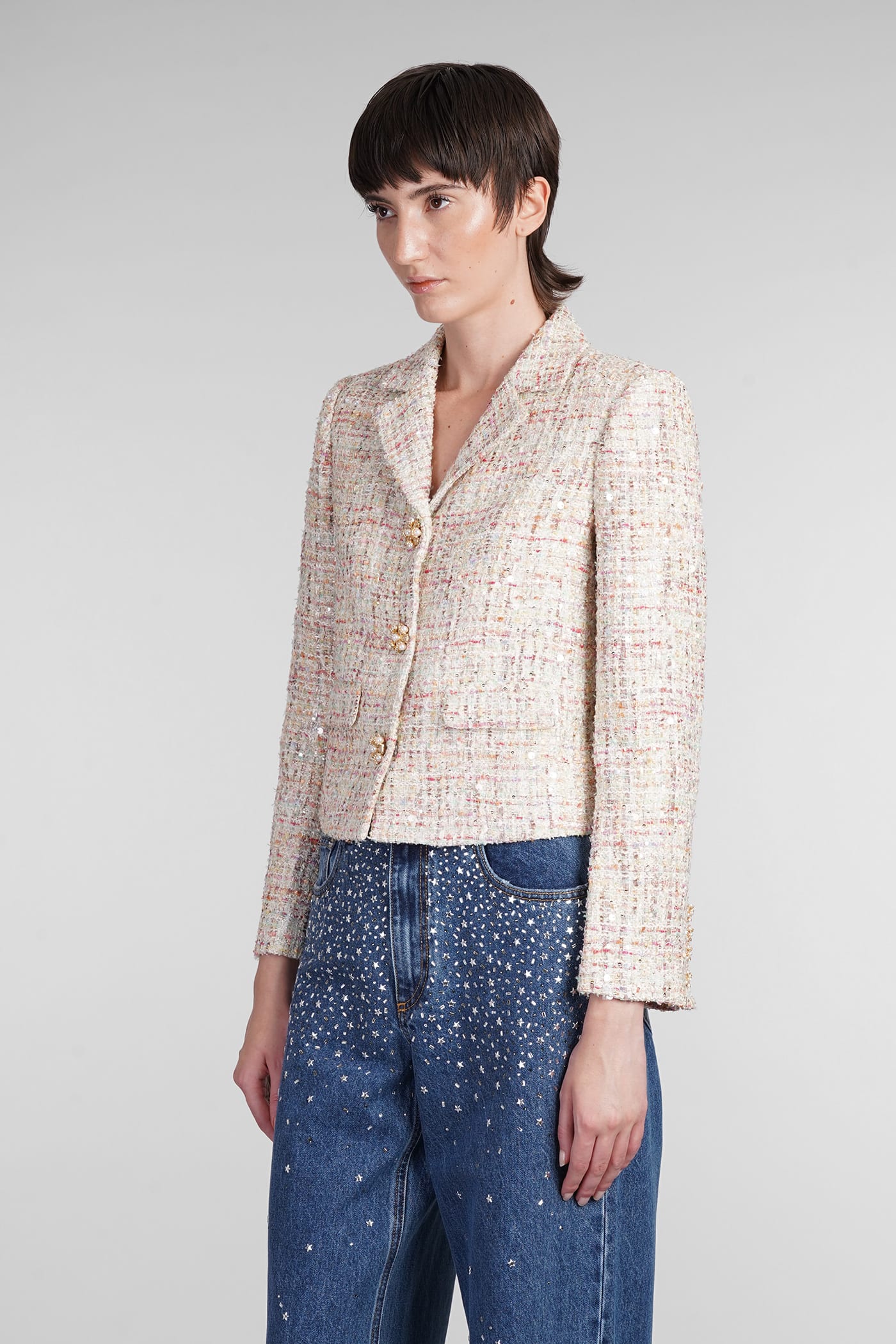 Shop Self-portrait Blazer In Multicolor Polyester