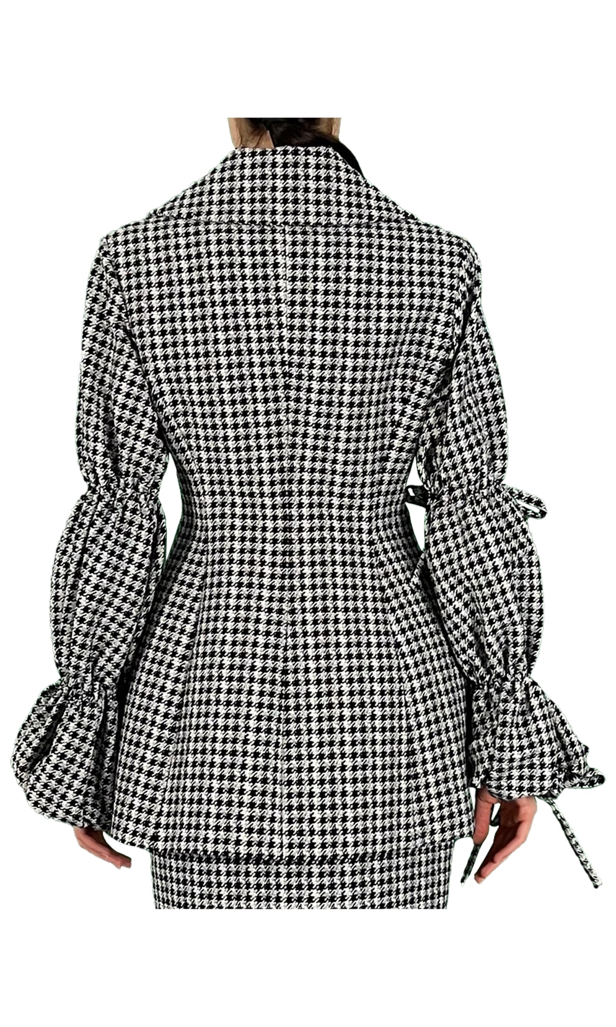 Sara Battaglia Houndstooth Single-breasted Blazer In Pied De Poule