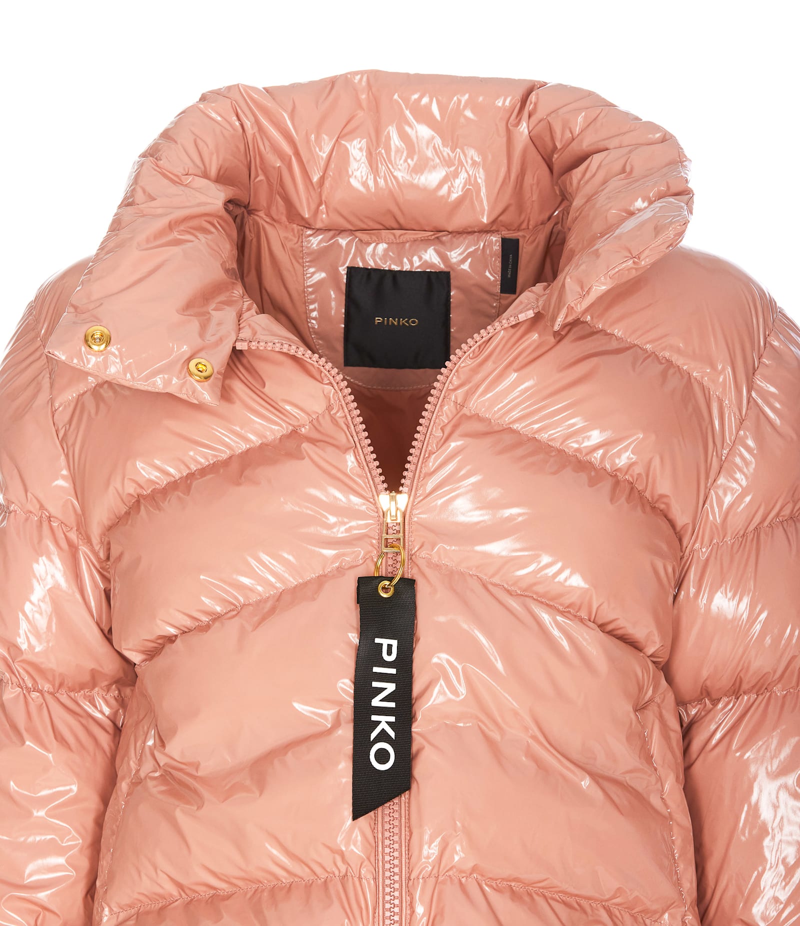 Shop Pinko Crystal Nylon Caban Down Jacket In Pink