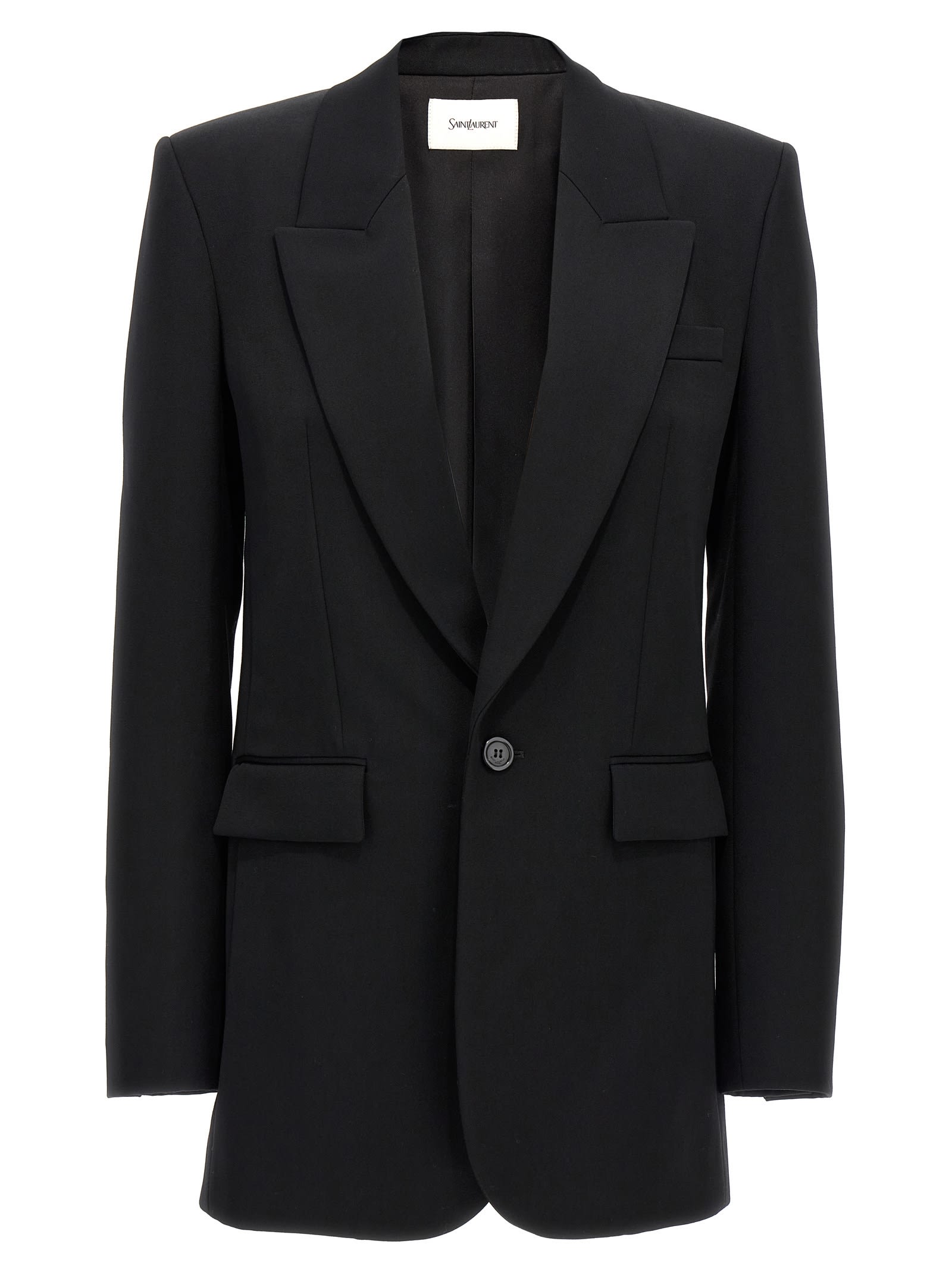 Shop Saint Laurent Single-breasted Wool Blazer In Black