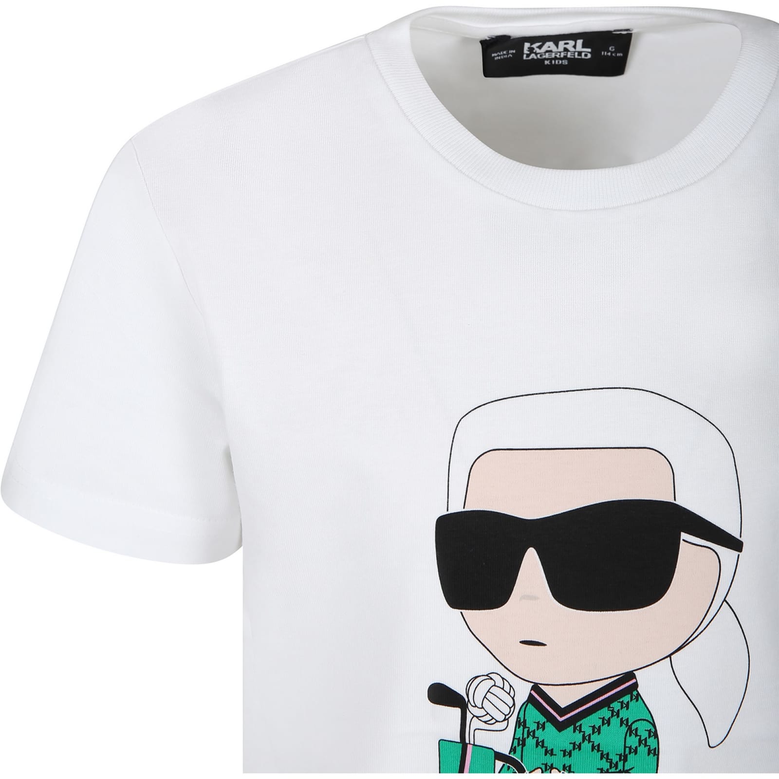 Karl Lagerfeld White T-shirt For Kids With Karl And Golf Bag Print In White