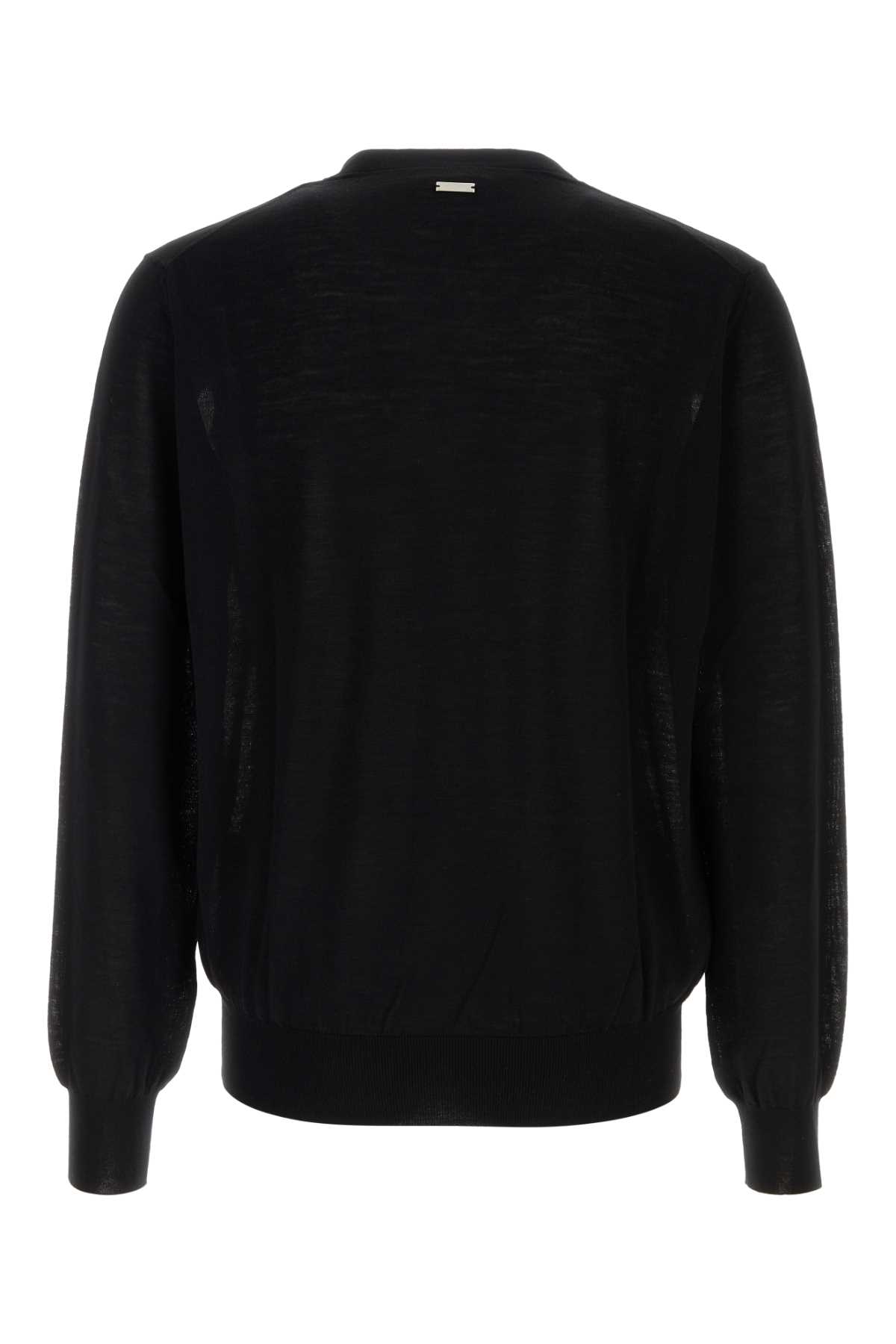 Ferragamo Black Wool Blend Cardigan In Black