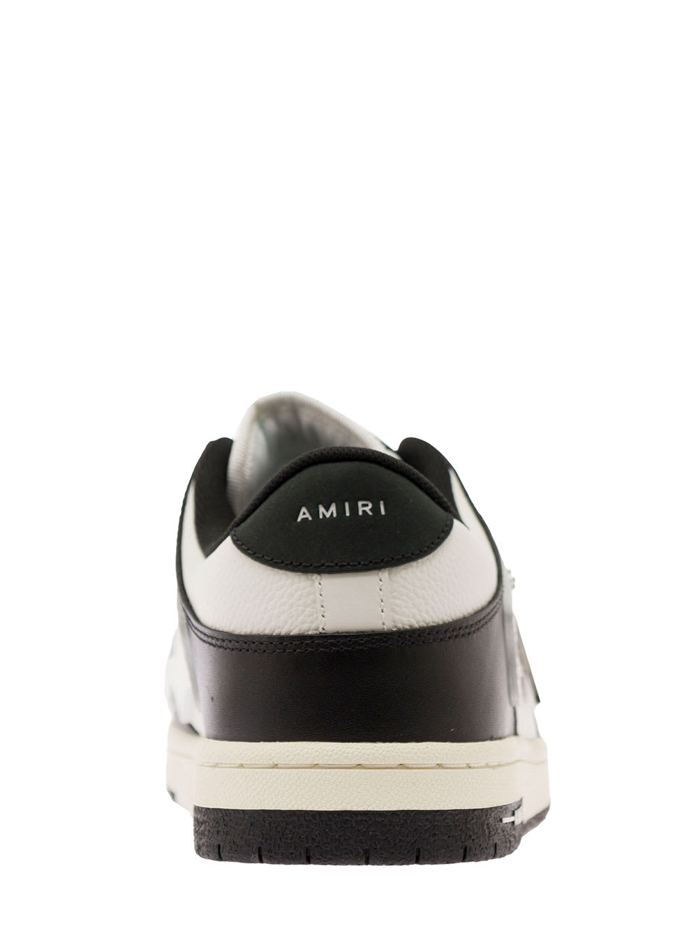 Shop Amiri Skel Top Low White And Black Sneakers With Skeleton Patch In Leather Man