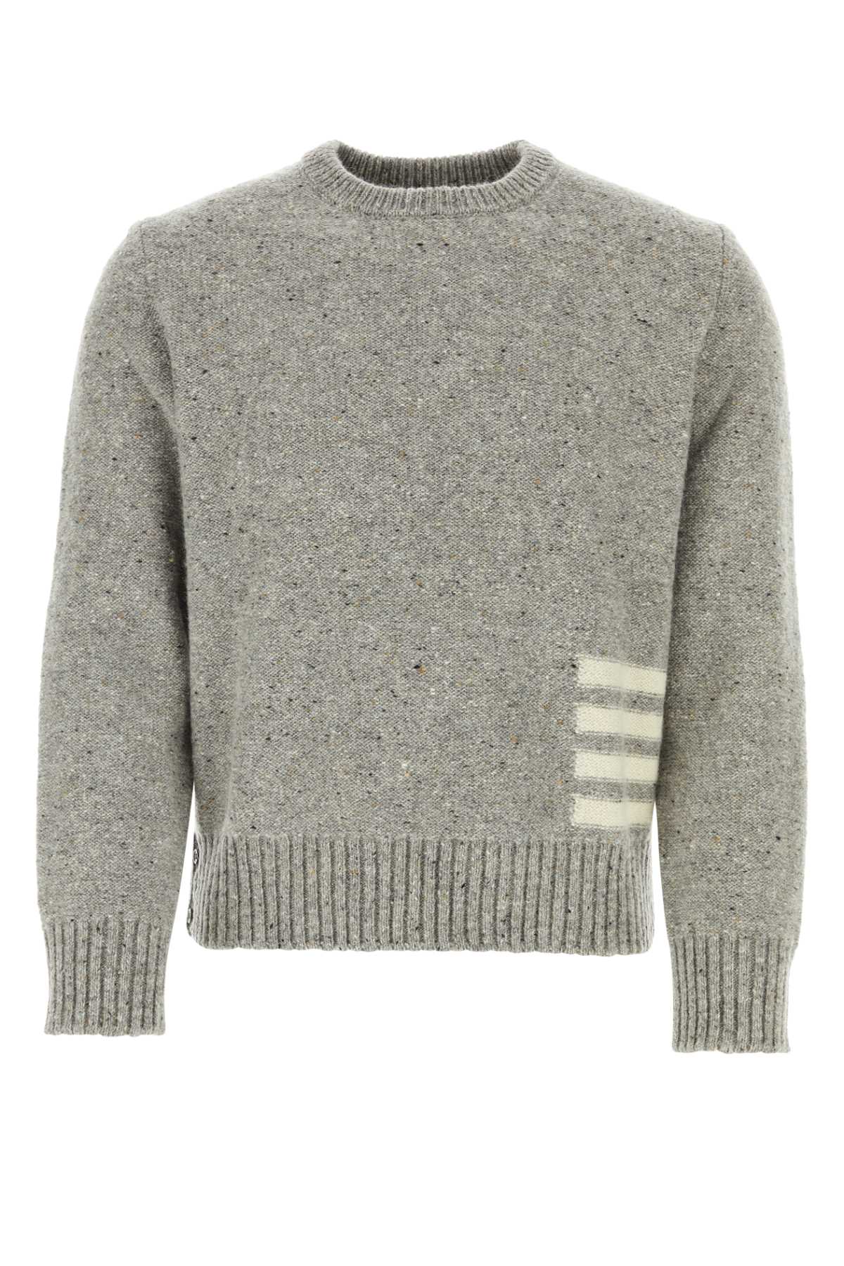 Shop Thom Browne Melange Grey Wool Blend Sweater In 055