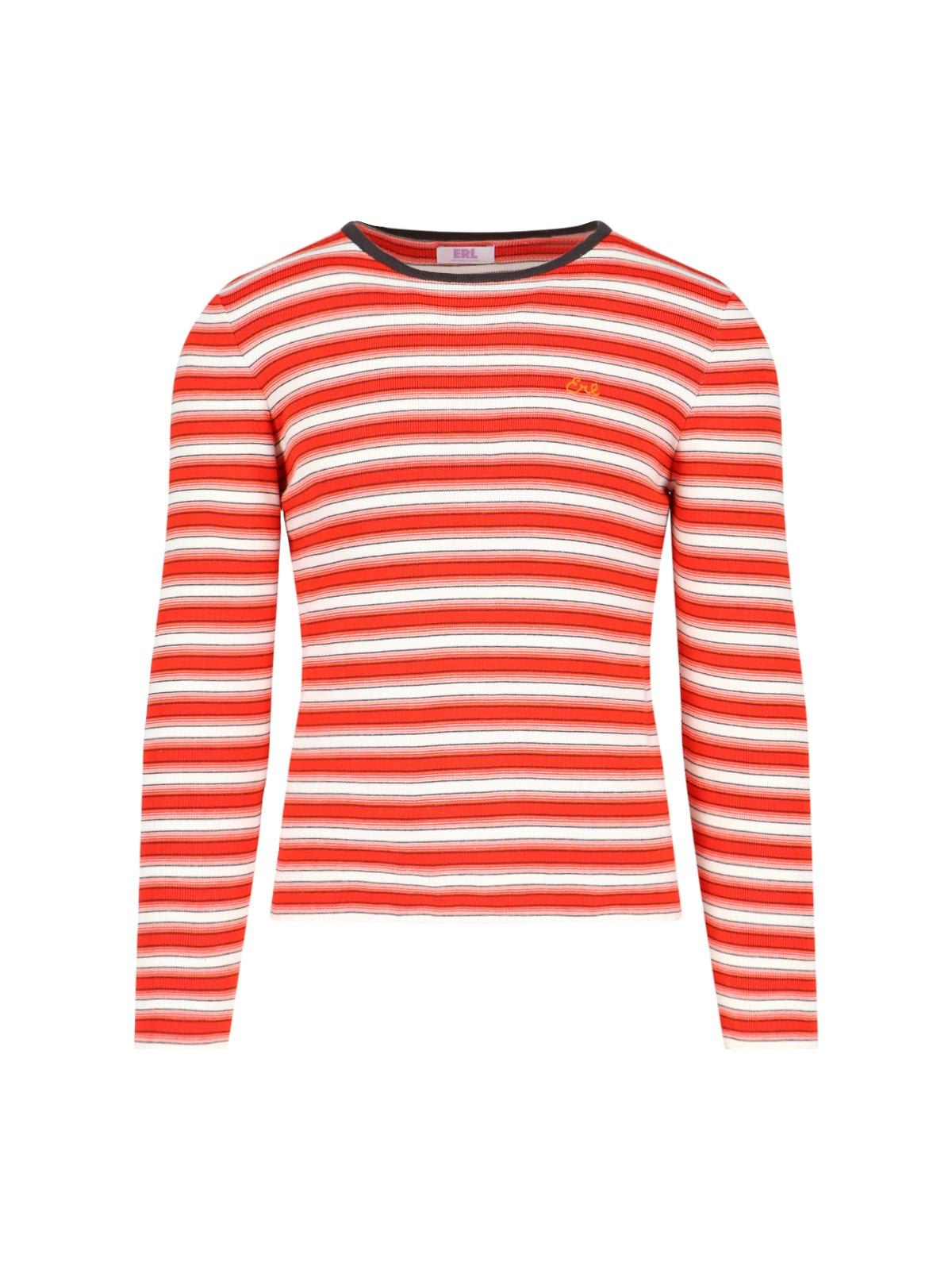 Shop Erl Striped T-shirt In Red