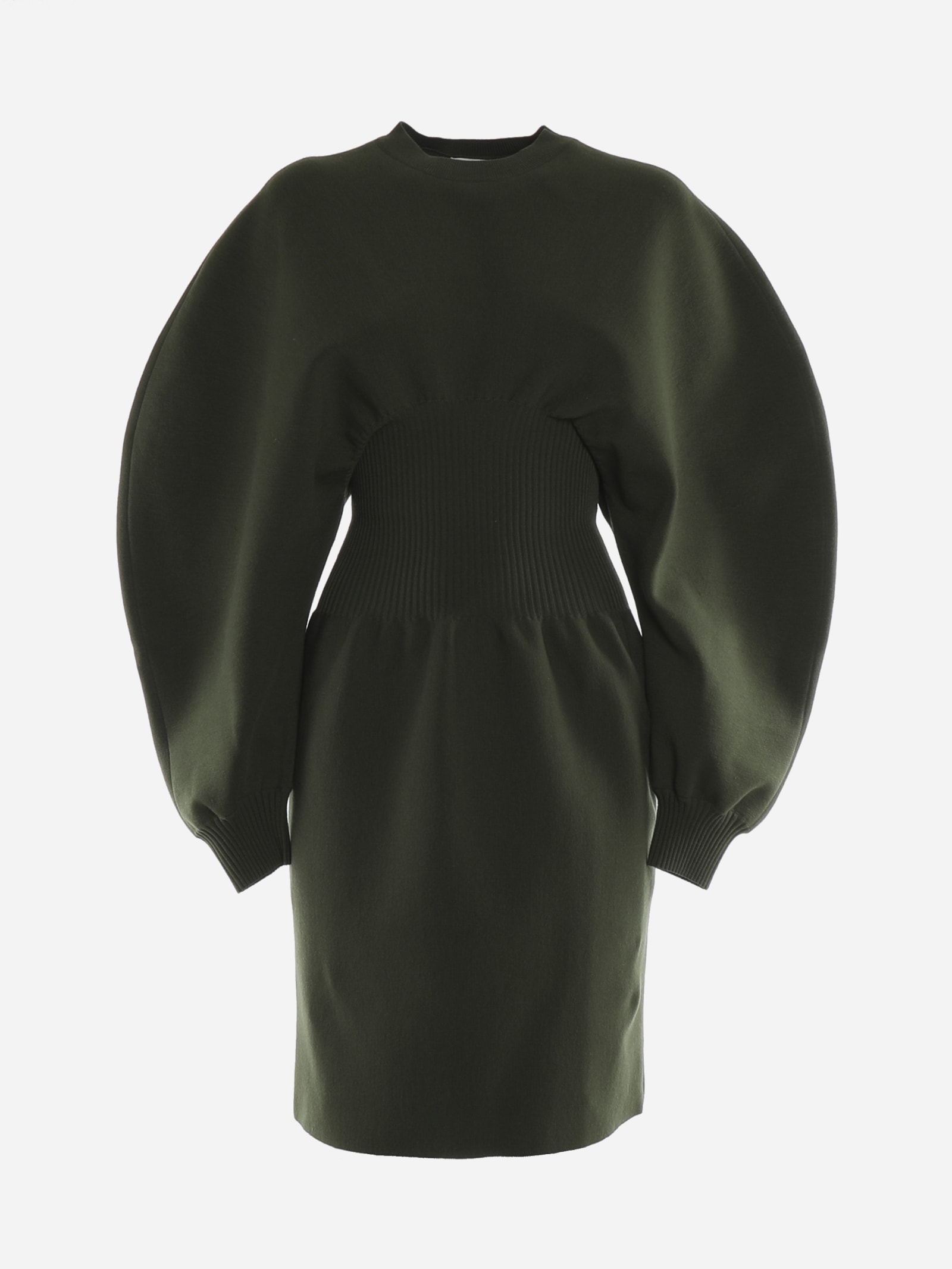 Bottega Veneta Stretch Wool Dress With Voluminous Sleeves