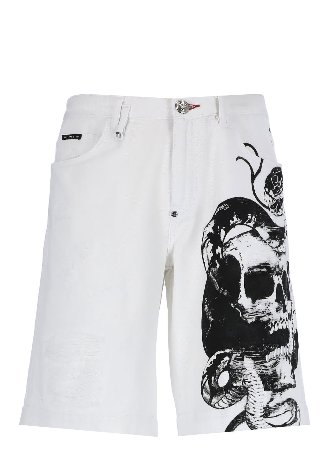 Philipp Plein Cotton Shorts In White