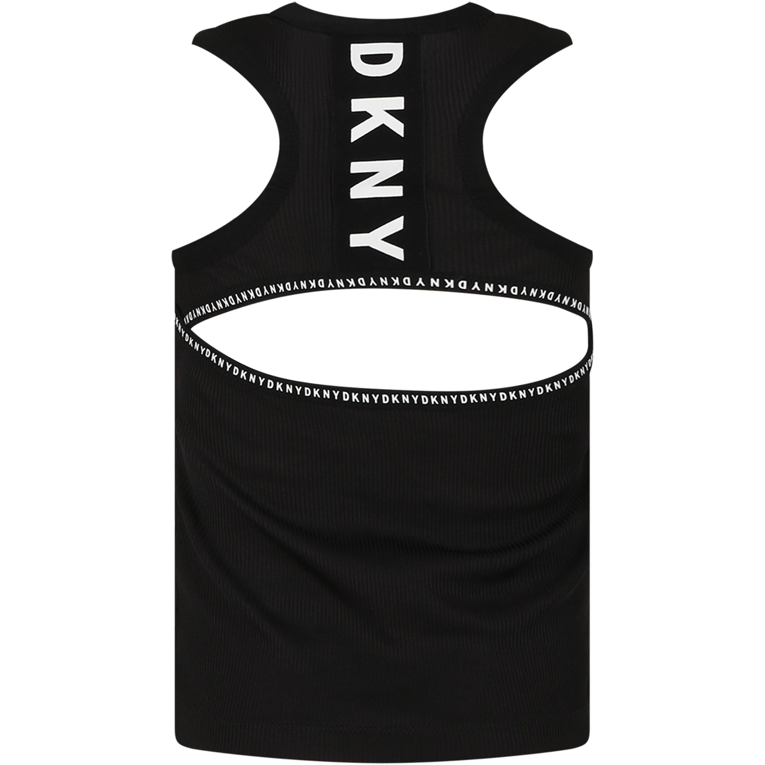 Shop Dkny Black Tank Top For Girl With Logo