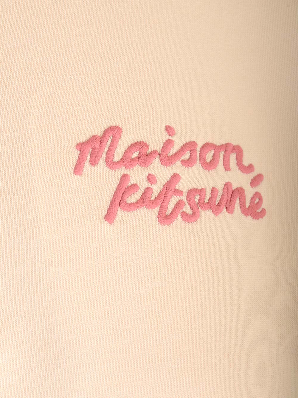 Shop Maison Kitsuné Beige T-shirt With Fuchsia Logo In Fresh Cotton