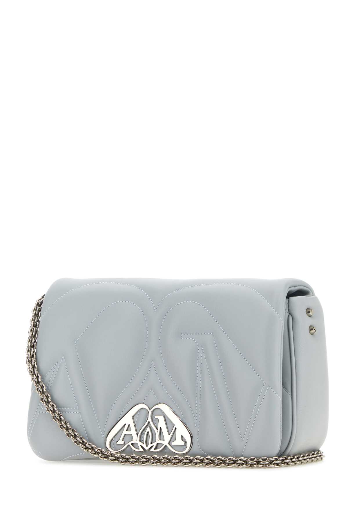 Shop Alexander Mcqueen Powder Blue Leather Small Seal Shoulder Bag In Dust