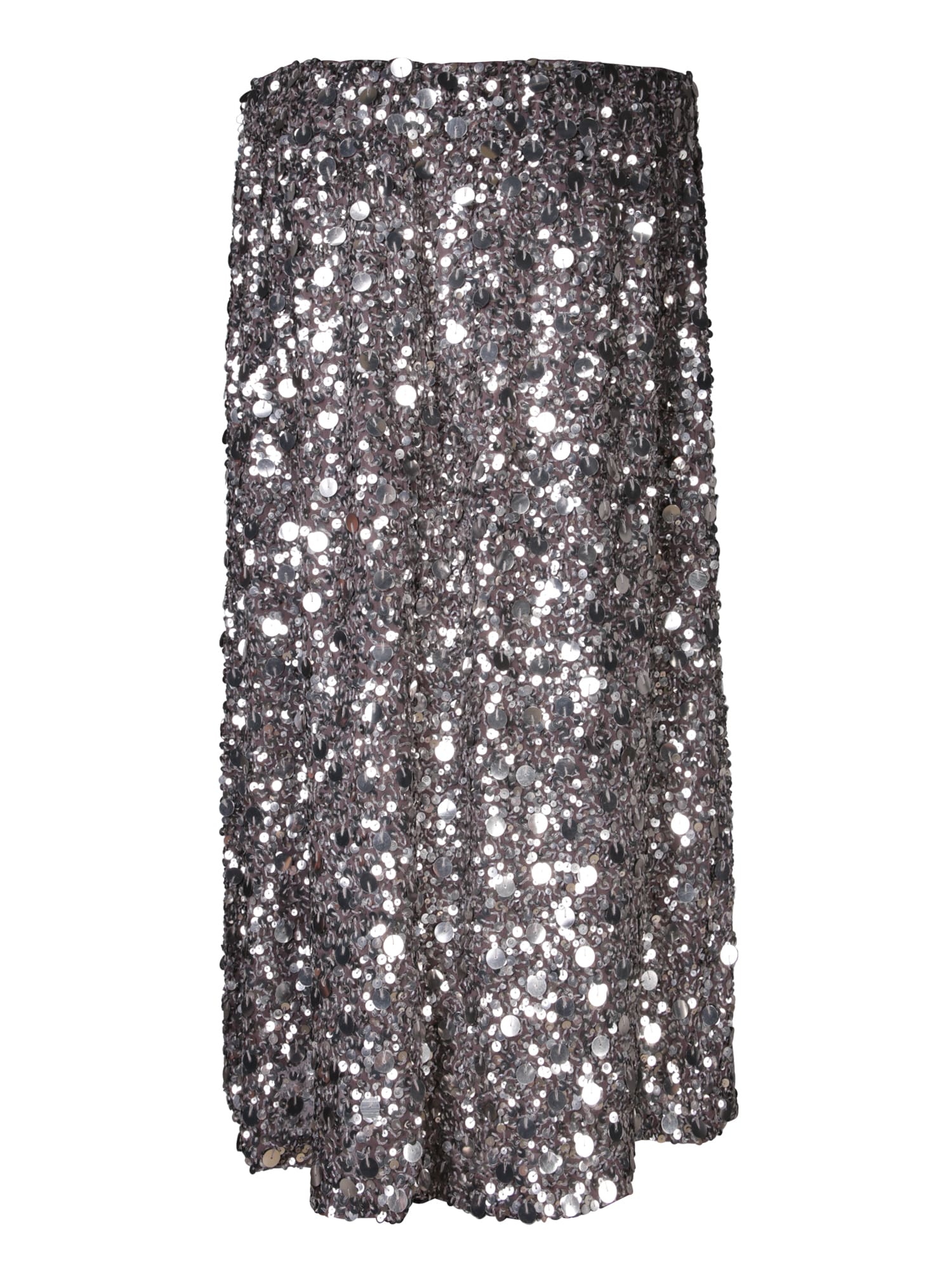 Shop P.a.r.o.s.h Silver Sequined Full Skirt In Metallic