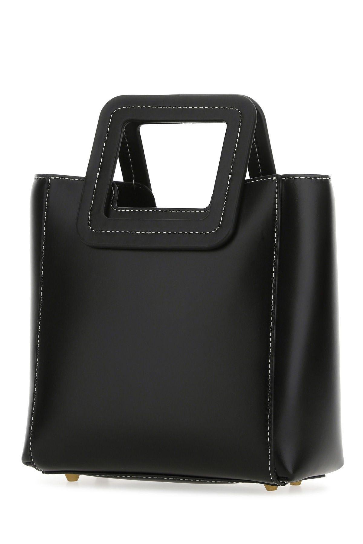 Shop Staud Black Leather Mini Shirley Shopping Bag