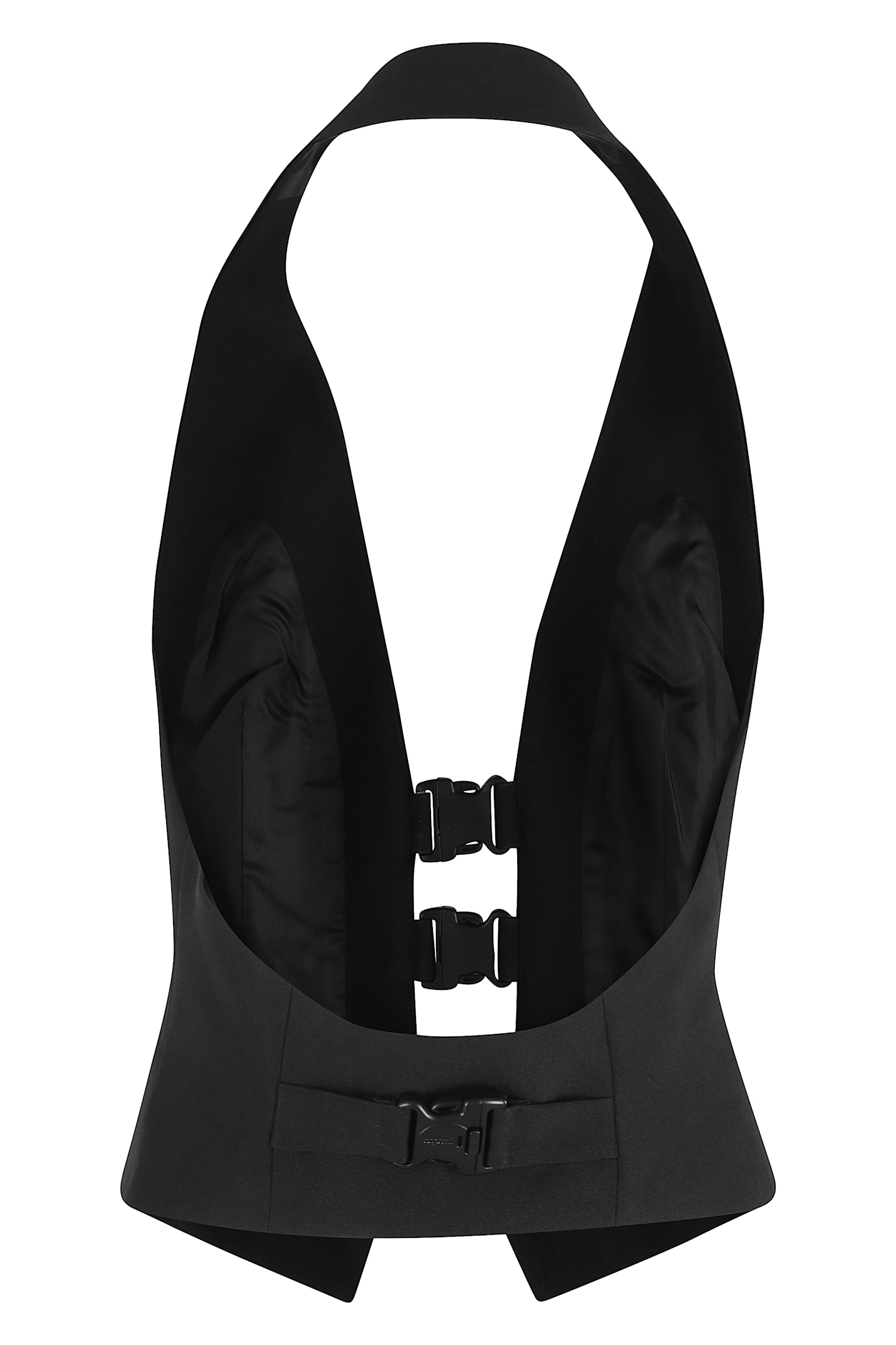 Coperni Women Multi Bukle Waistcoat Satin Vest In Black