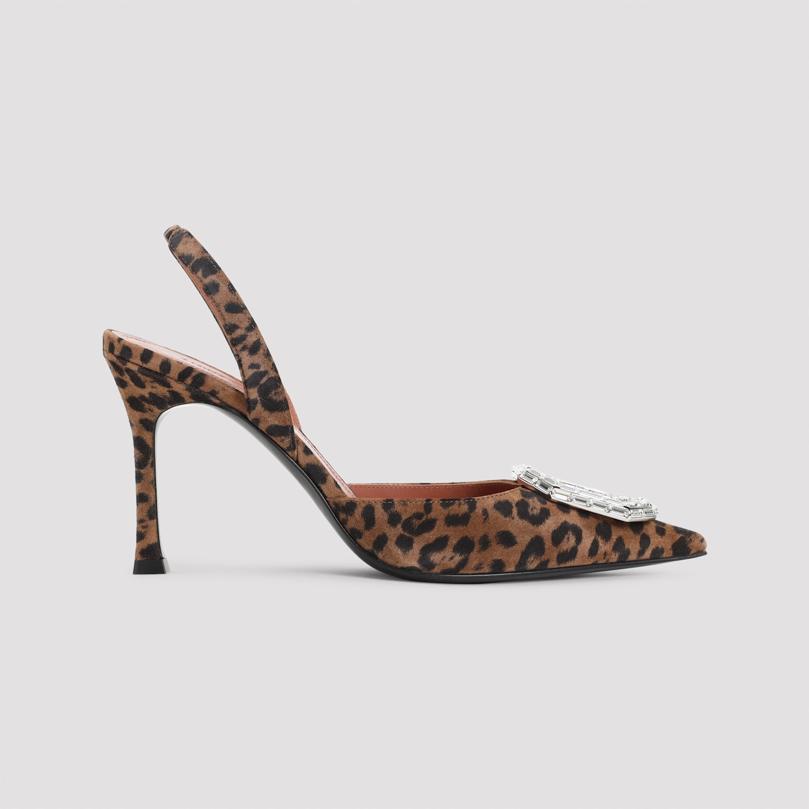 Amina Muaddi Leopard Print Pointed Toe Heels In Multi